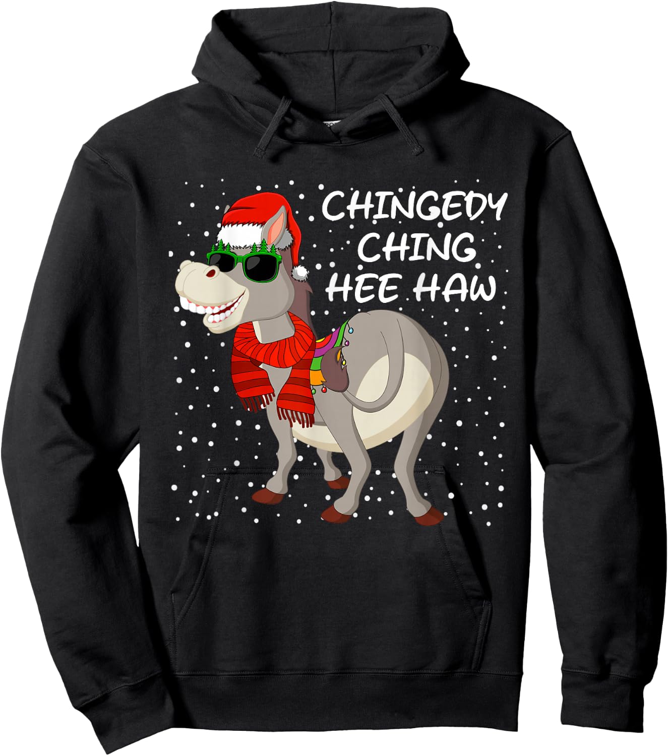 Christmas Donkey Italian Xmas Funny Donkey Lover Pajamas Hoodie - Hoodie | Black