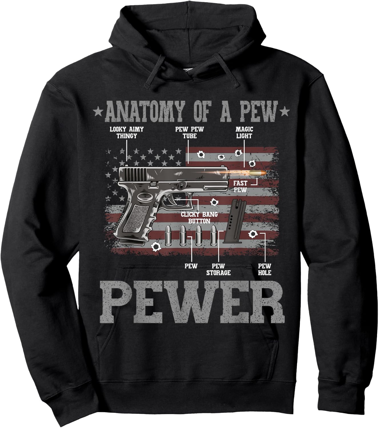 Anatomy Of A Pew Pewer Gun Weapon Ammo Gift Amendment Saying Hoodie - Hoodie | Black