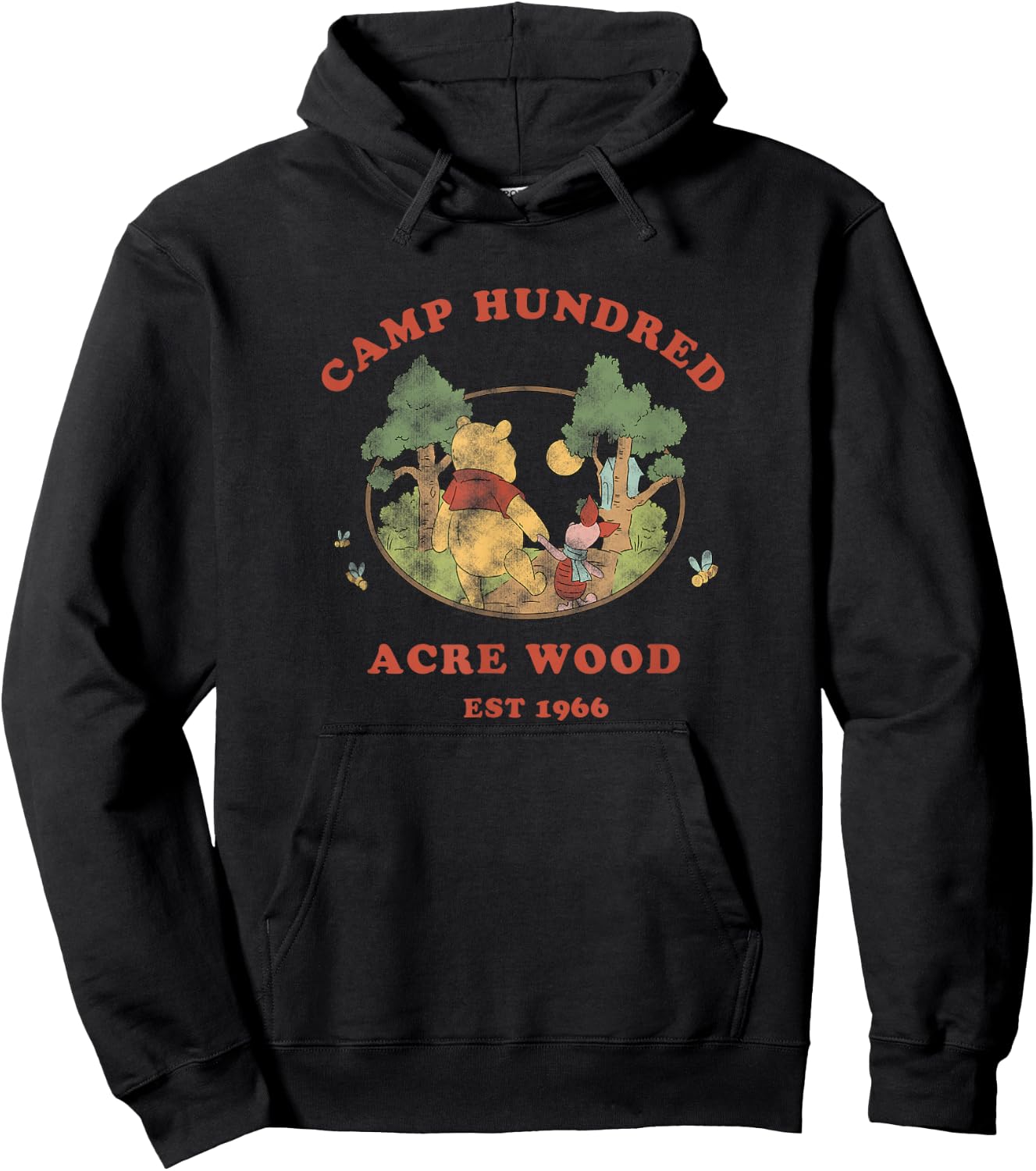 Disney Winnie The Pooh & Piglet Walking Camp 100 Acre Wood Hoodie - Hoodie | Black