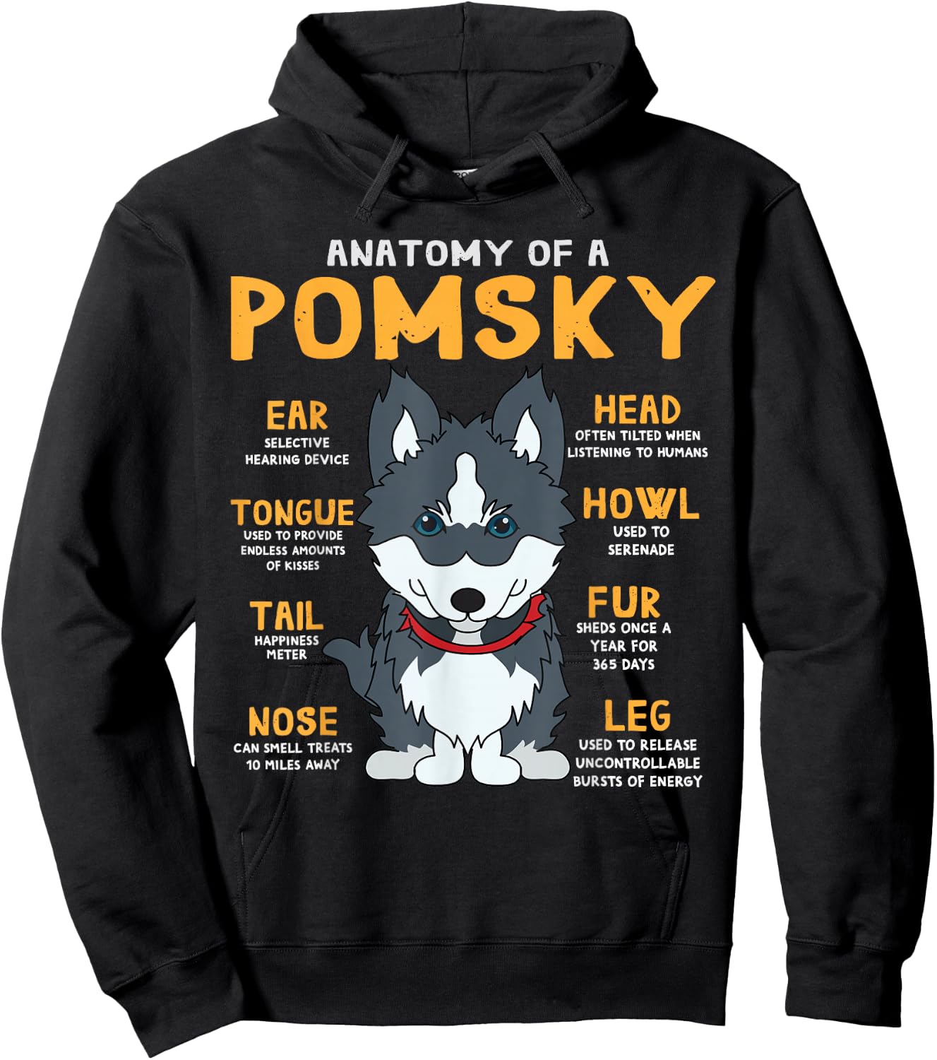 Pomsky Anatomy Funny Dog Mom Dad Gift Hoodie - Hoodie | Black