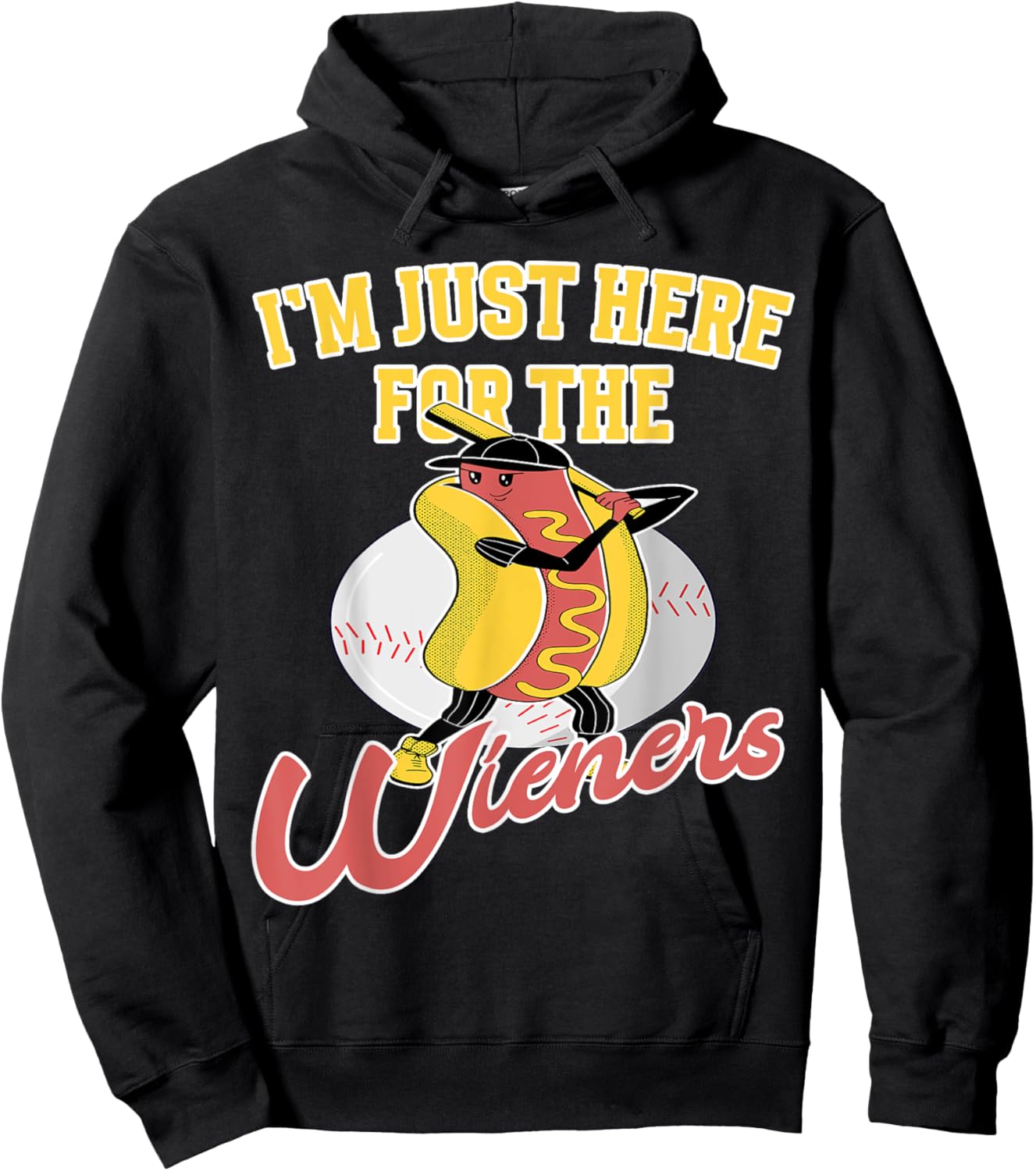 Baseball Fan Im just here for the Wieners Baseball Hoodie - Hoodie | Black