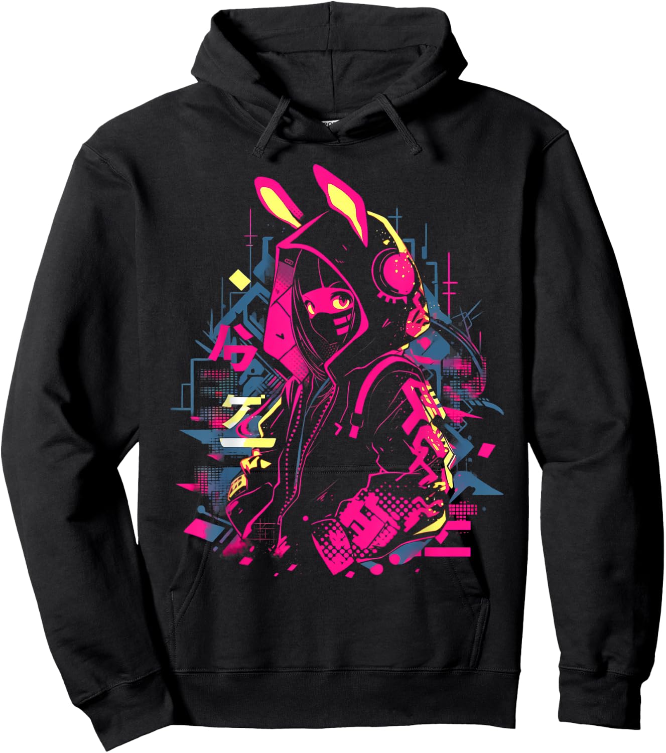 Anime Manga Cyberpunk Aesthetic Techwear Harajuku Hoodie - Hoodie | Black
