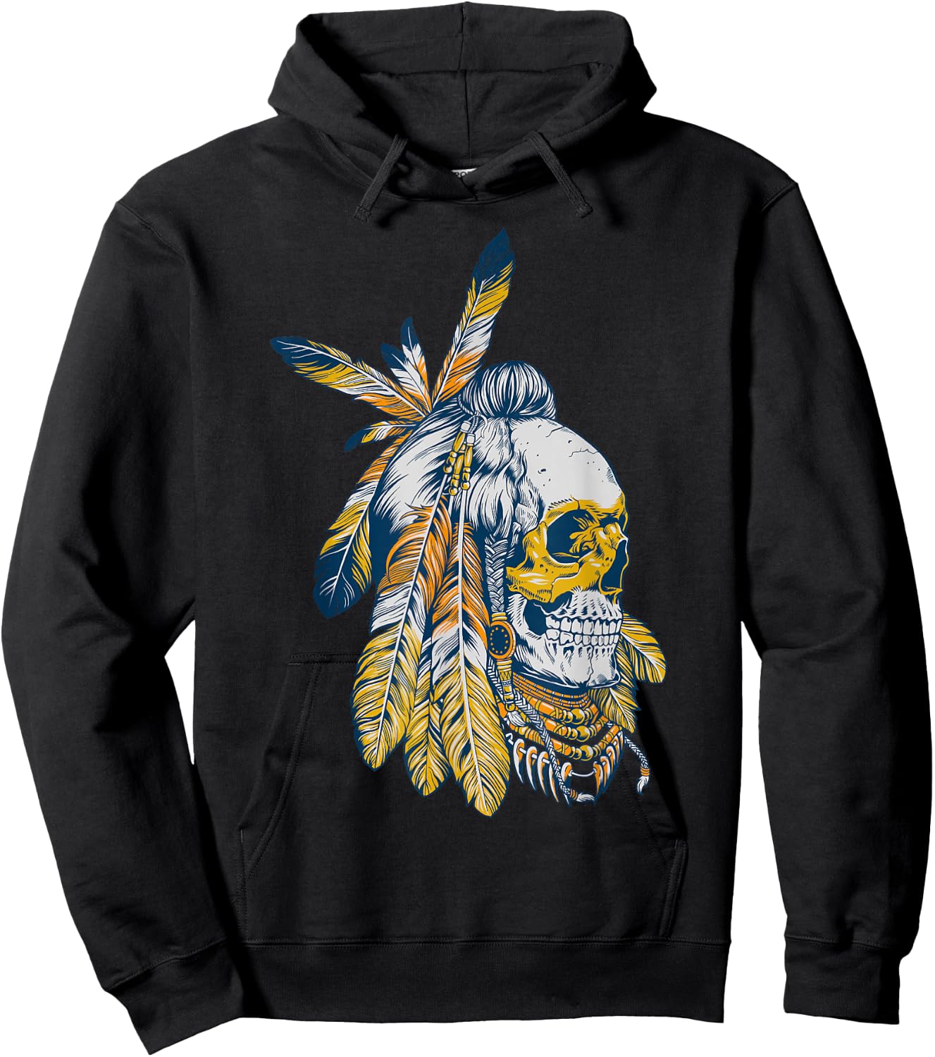 American Motorcycle Skull Native Indian Eagle Chief Vintage Hoodie - Hoodie | Black