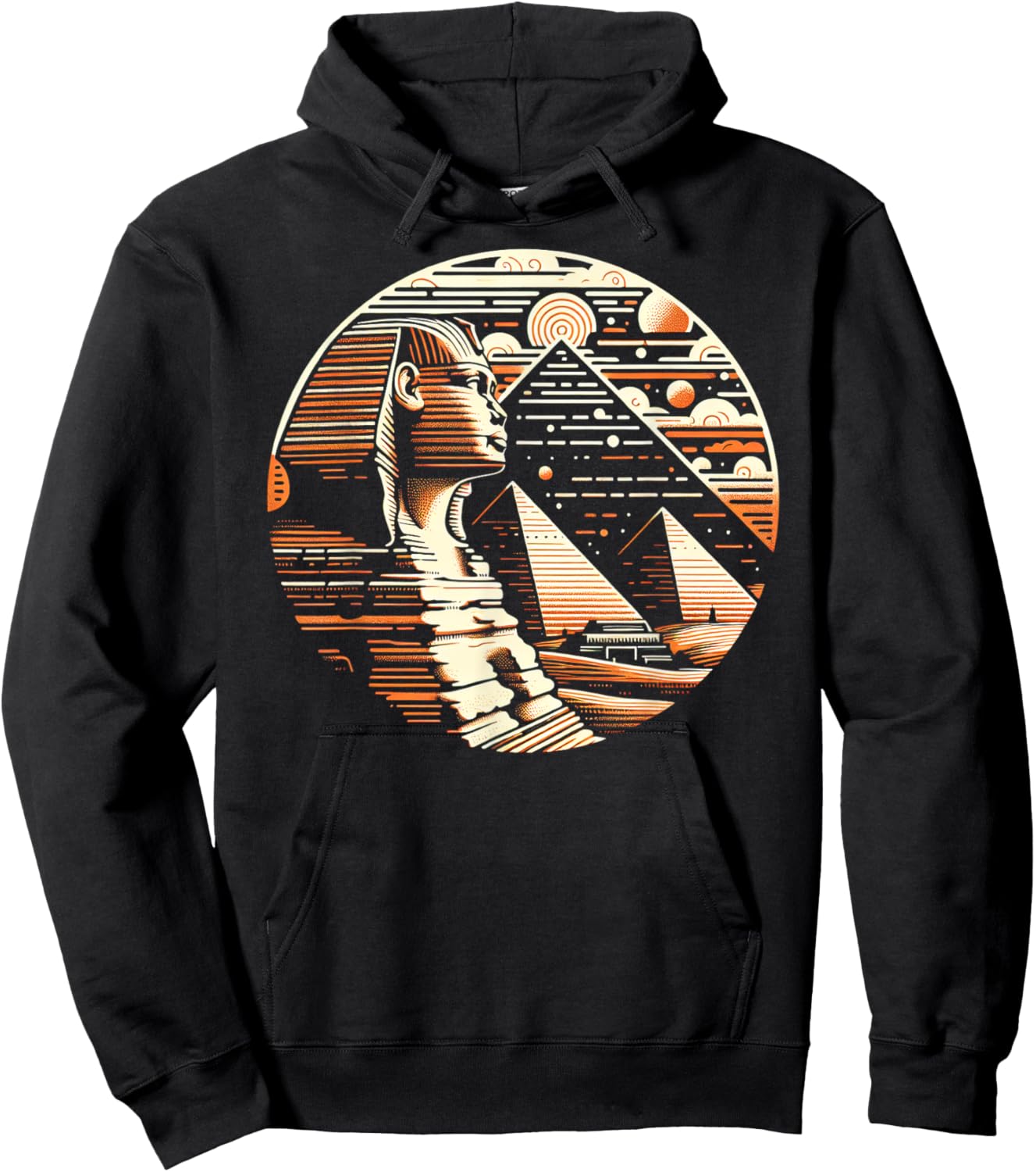 Majestic Sphinx and Pyramids Artwork Hoodie - Hoodie | Black