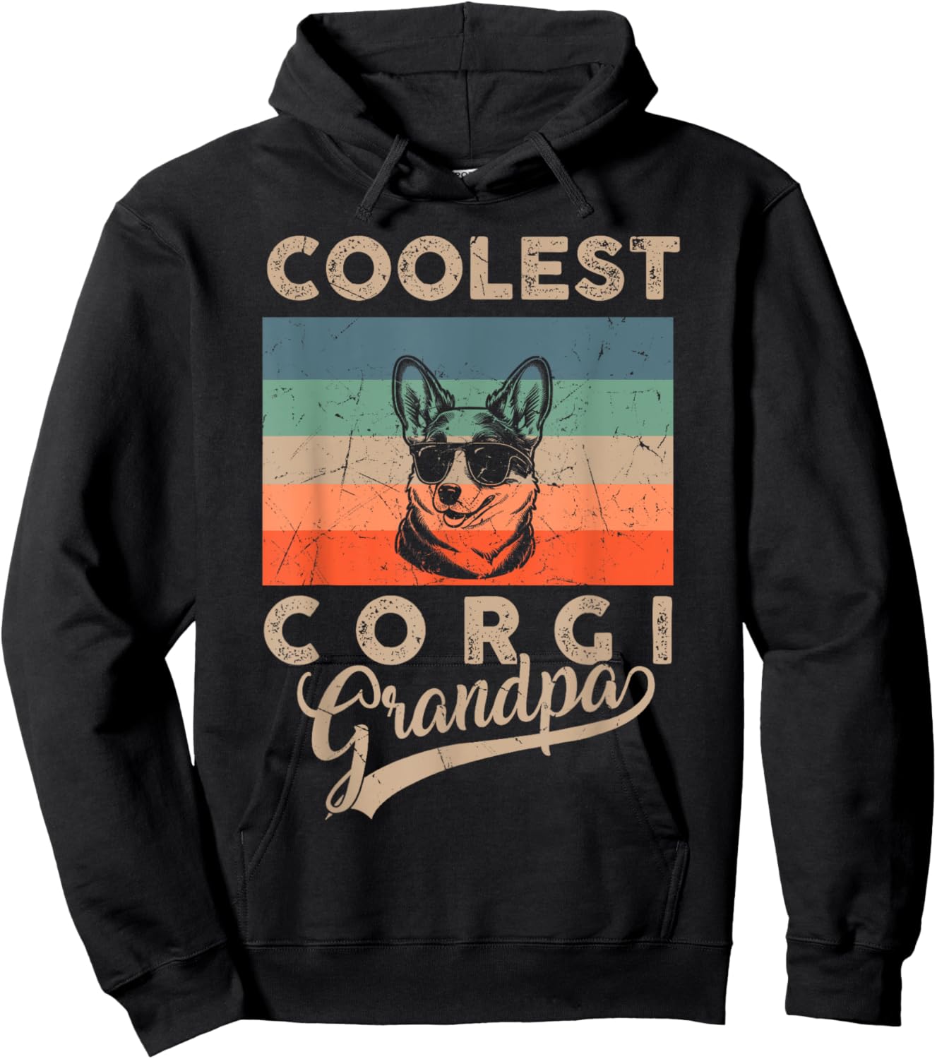 Coolest Corgi Grandpa Gifts Funny Dog Grandpa Retro Hoodie - Hoodie | Black