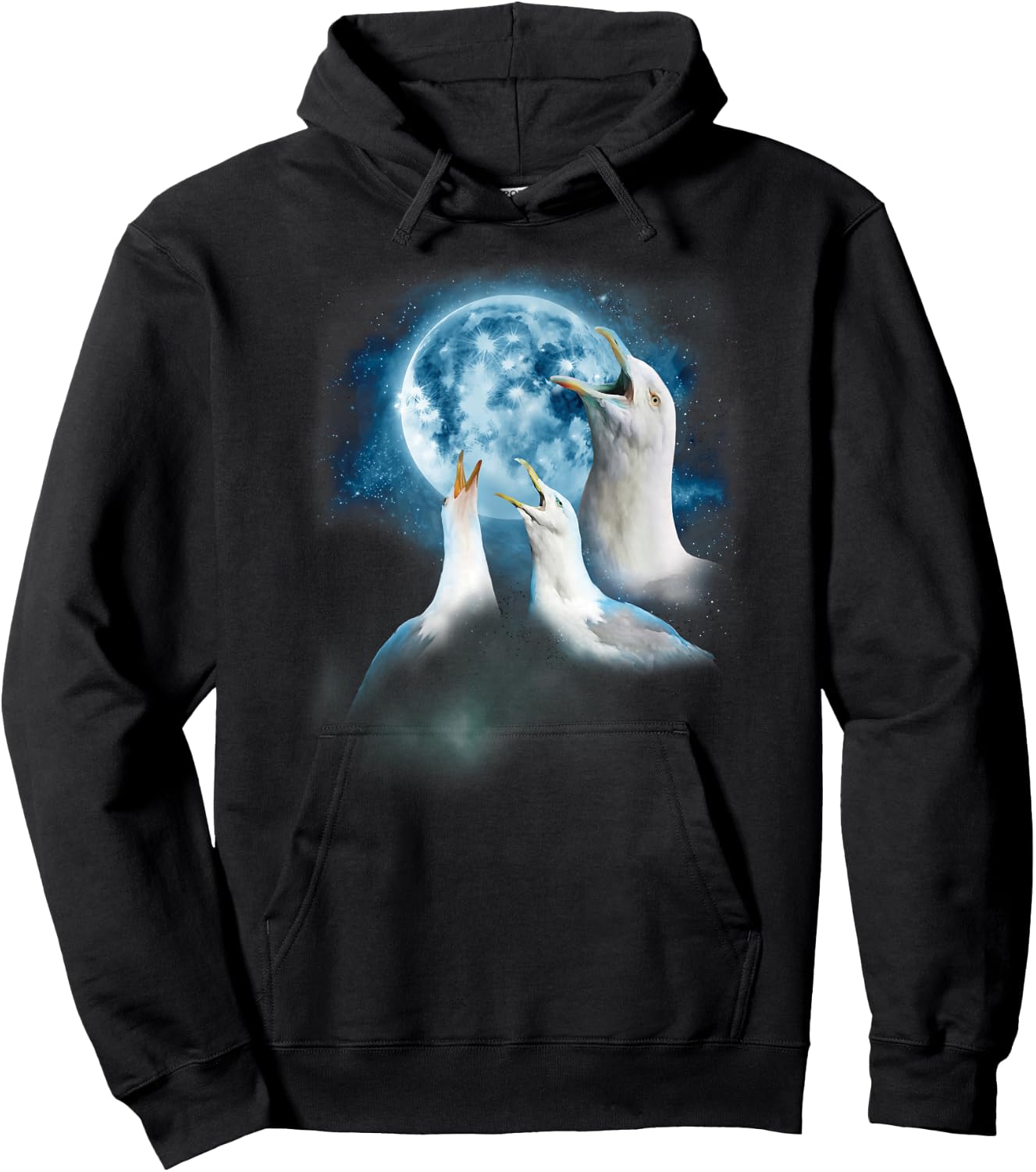 Funny Seagull Shirt - Seagulls Howling at the Moon Hoodie - Hoodie | Black