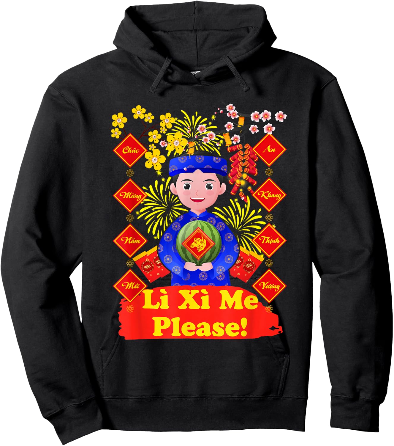 Li Xi Me Please, Boy Kid Vietnamese Lunar New Year 2022 Hoodie - Hoodie | Black
