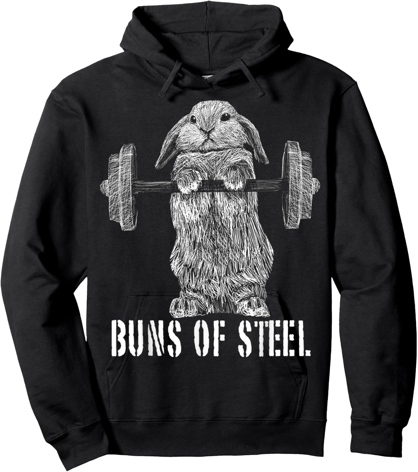 Funny Workout Buns Of Steel Bunny Rabbit Gym Squat Gift Hoodie - Hoodie | Black