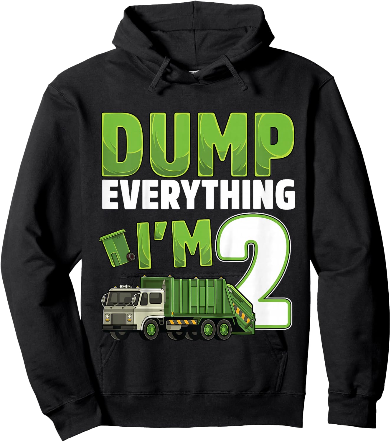 Recycling Trash 2 Year Old Garbage Truck 2nd Birthday Boy Hoodie - Hoodie | Black