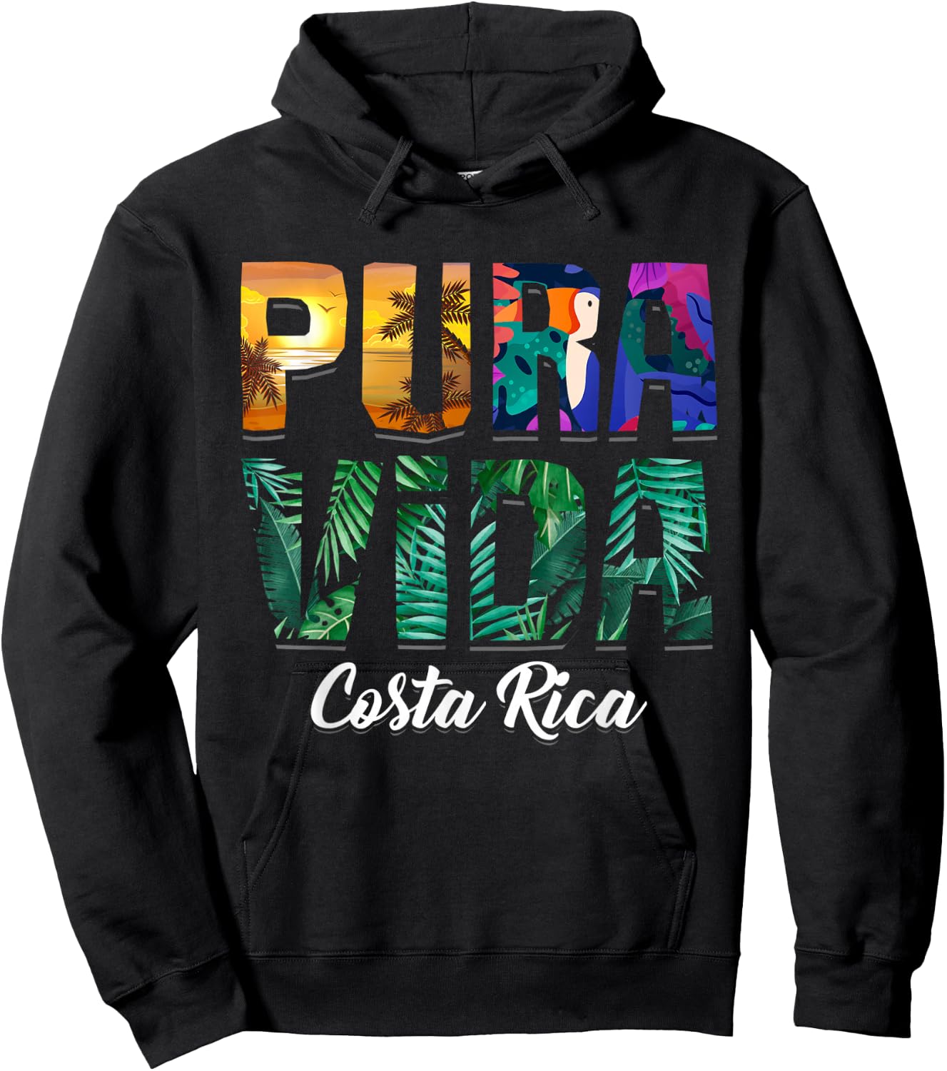 Pura Vida Costa Rica Souvenir - Cool Central America Travel Hoodie - Hoodie | Black
