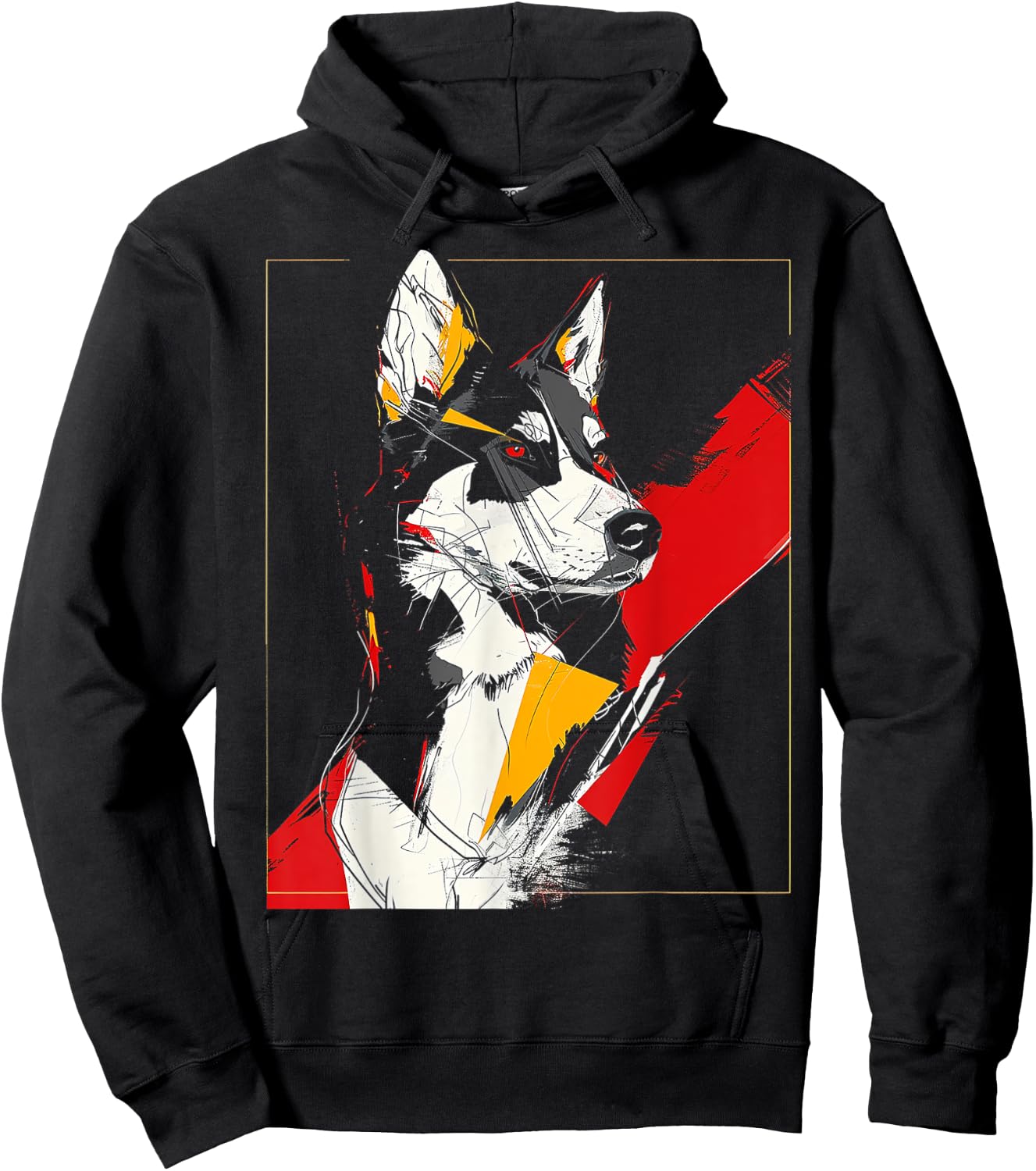 Husky Dog Lover Polygon Abstract Animal Art Graphic Husky Women Kids Hoodie - Hoodie | Black