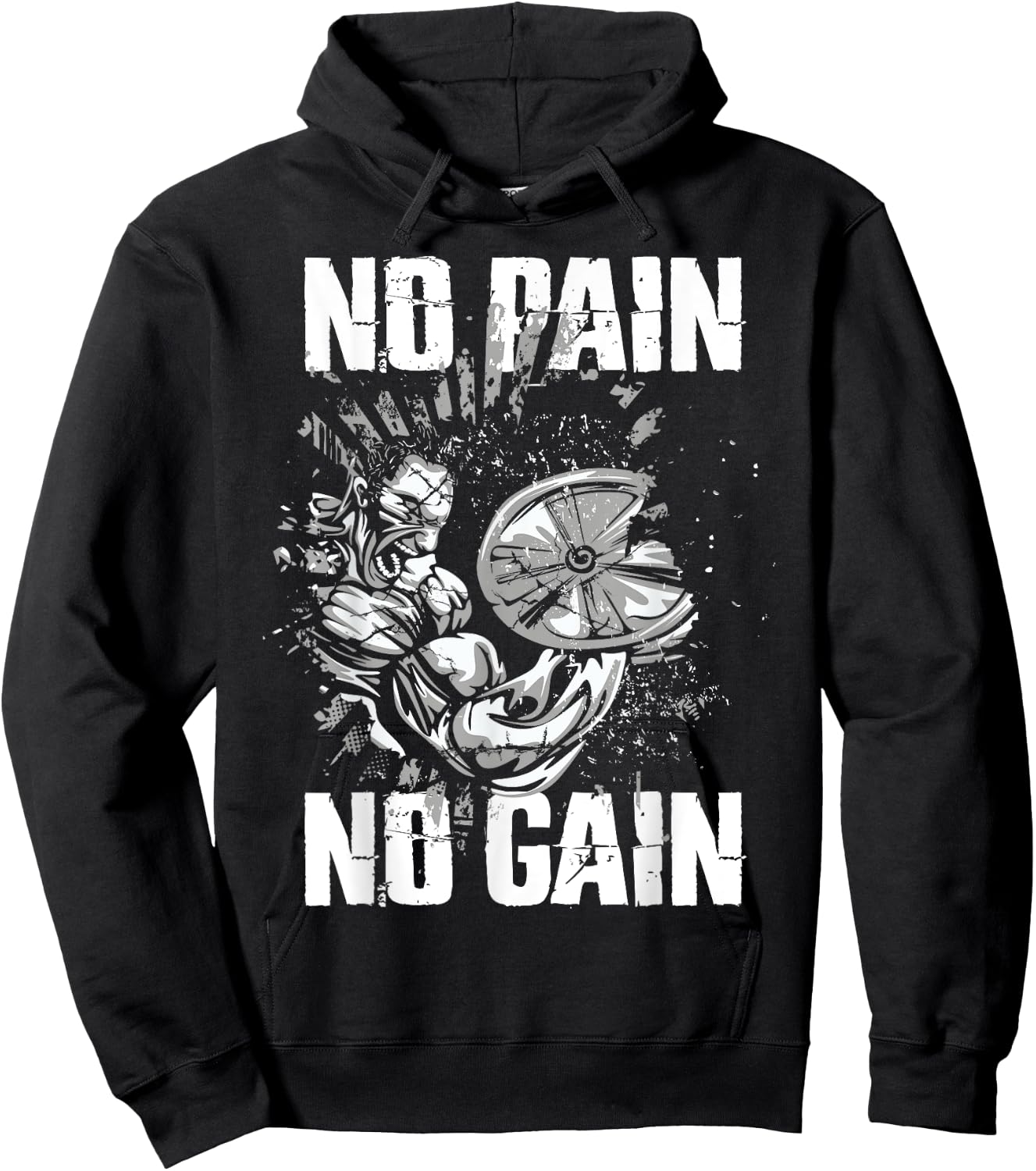 Gym Fitness and Bodybuilding Shirts No Pain No Gain Hoodie - Hoodie | Black