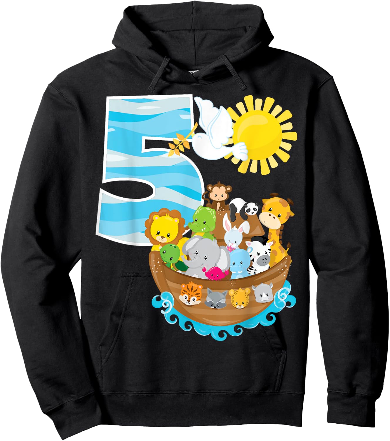 Noah's Ark Birthday Party 5th Birthday 5 Year Old Toddler Hoodie - Hoodie | Black