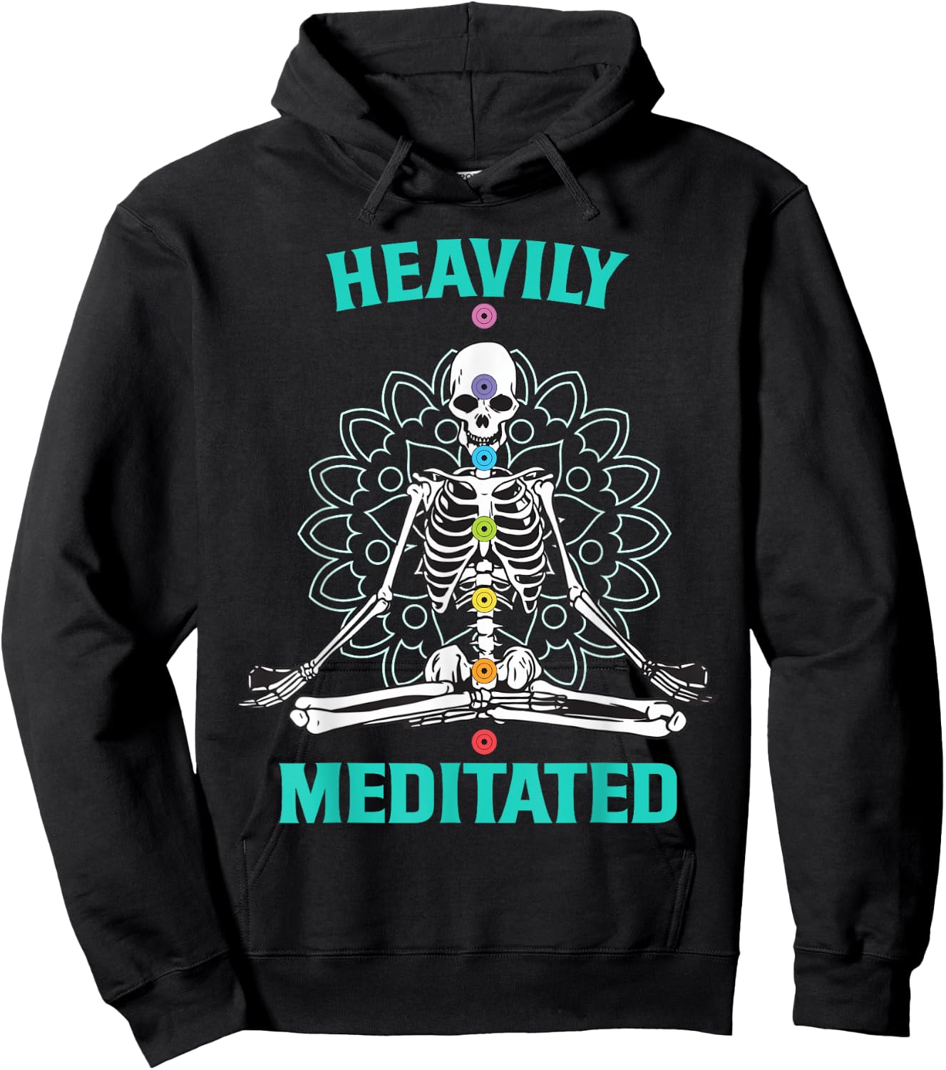 Heavily Meditated Skeleton Funny Yoga Meditation Pun Hoodie - Hoodie | Black