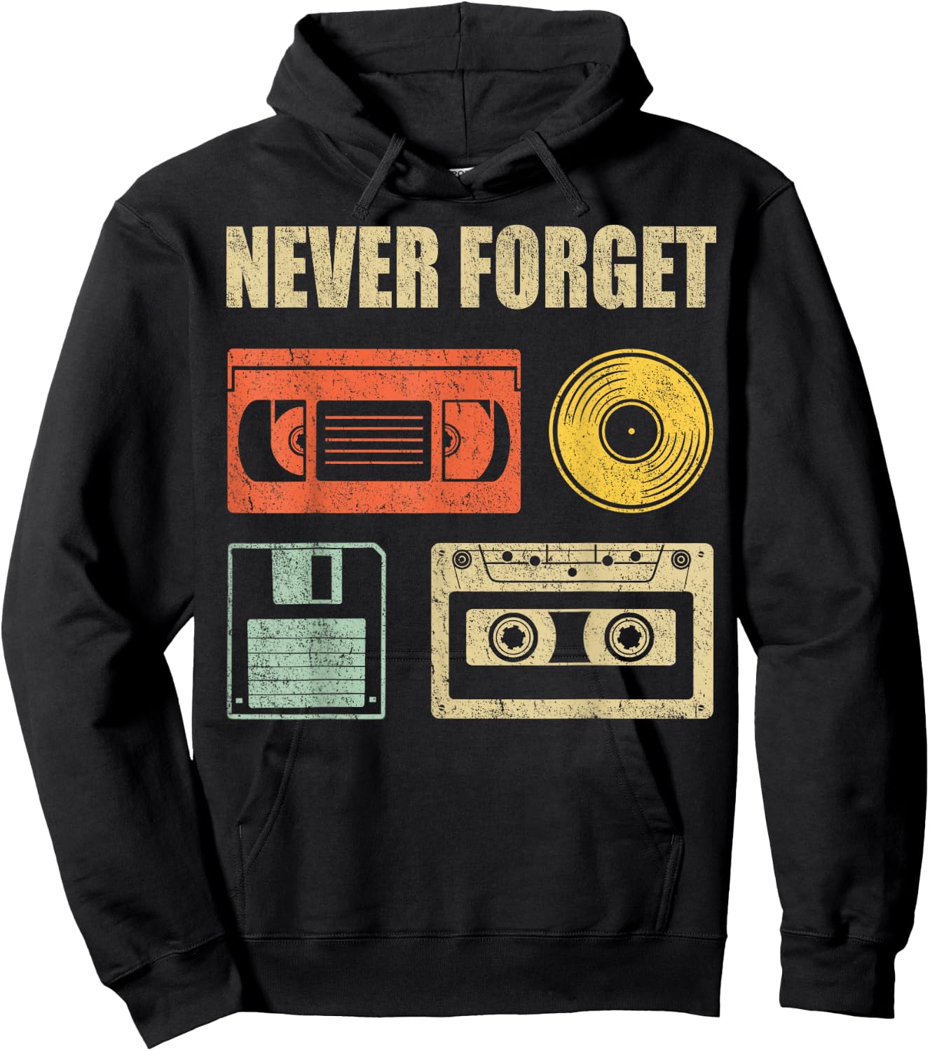 Never Forget Audio Cassette 70s 80s 90s Funny Gift Shirt Hoodie - Hoodie | Black