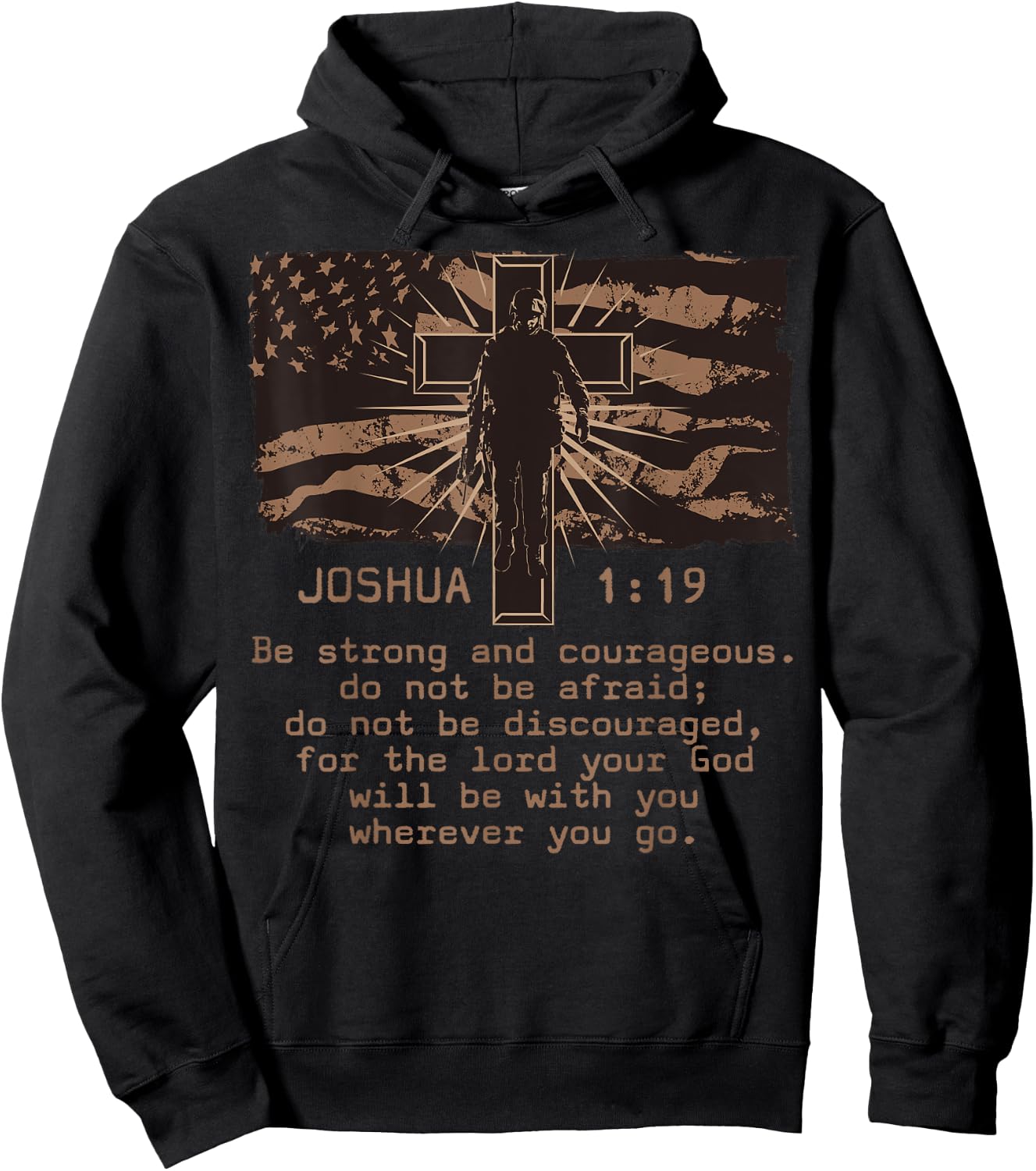 Bible Verse Joshua 1:19 Be Strong and Courageous Christian Hoodie - Hoodie | Black
