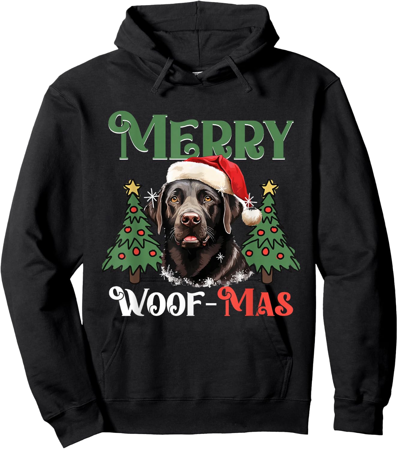 Labrador Retriever Merry Woof-mas Christmas X-mas Hoodie - Hoodie | Black