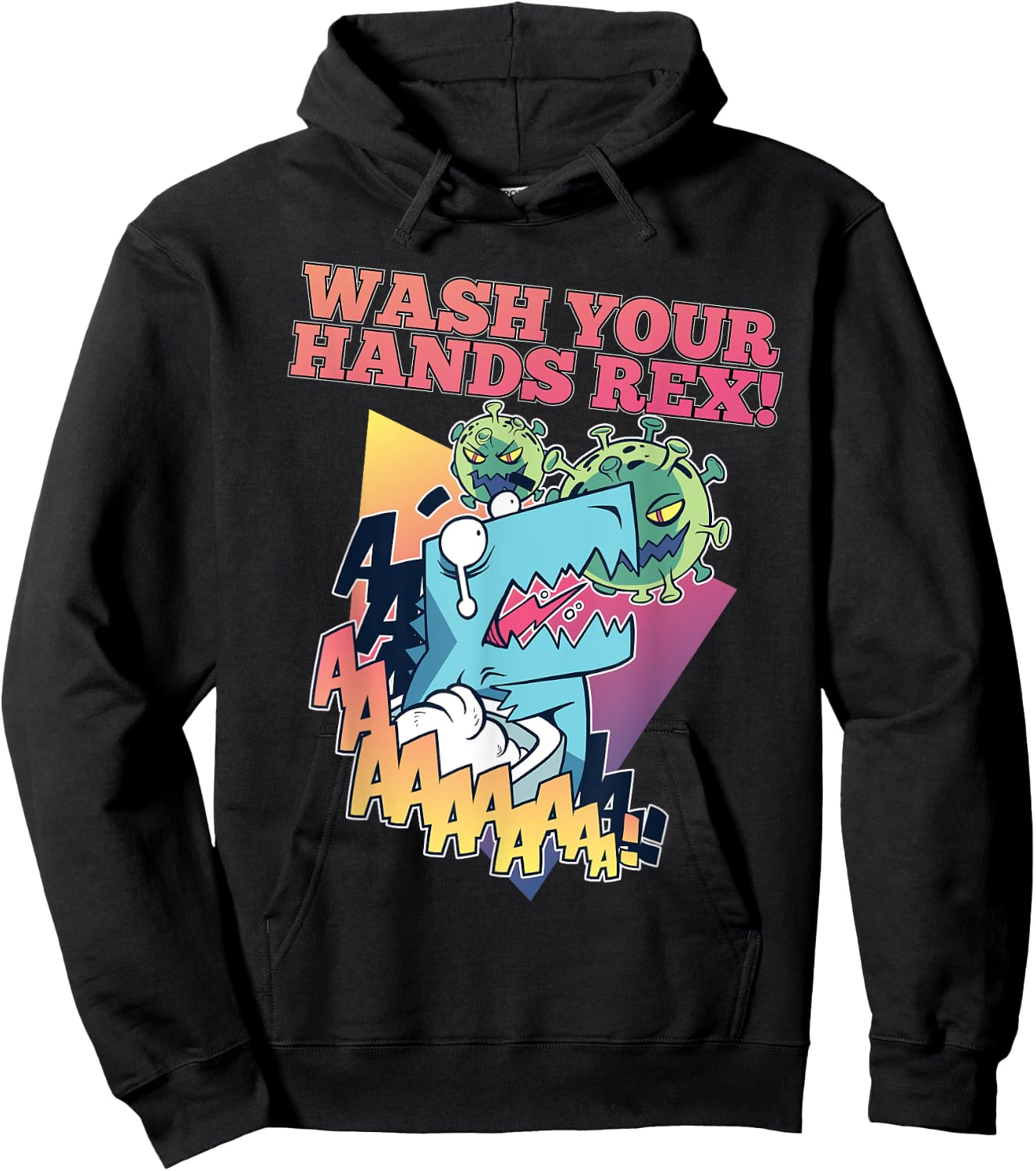 Wash Your Hands Rex a Funny T-Rex Attacked by Germs Hoodie - Hoodie | Black