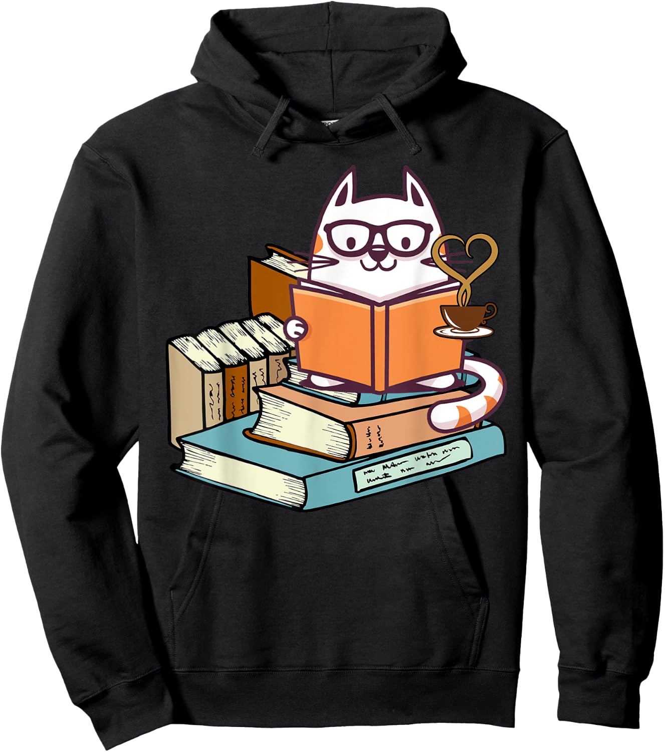Kittens Cats Tea And Read Books Cat Lover Reading Gifts Girl Hoodie - Hoodie | Black