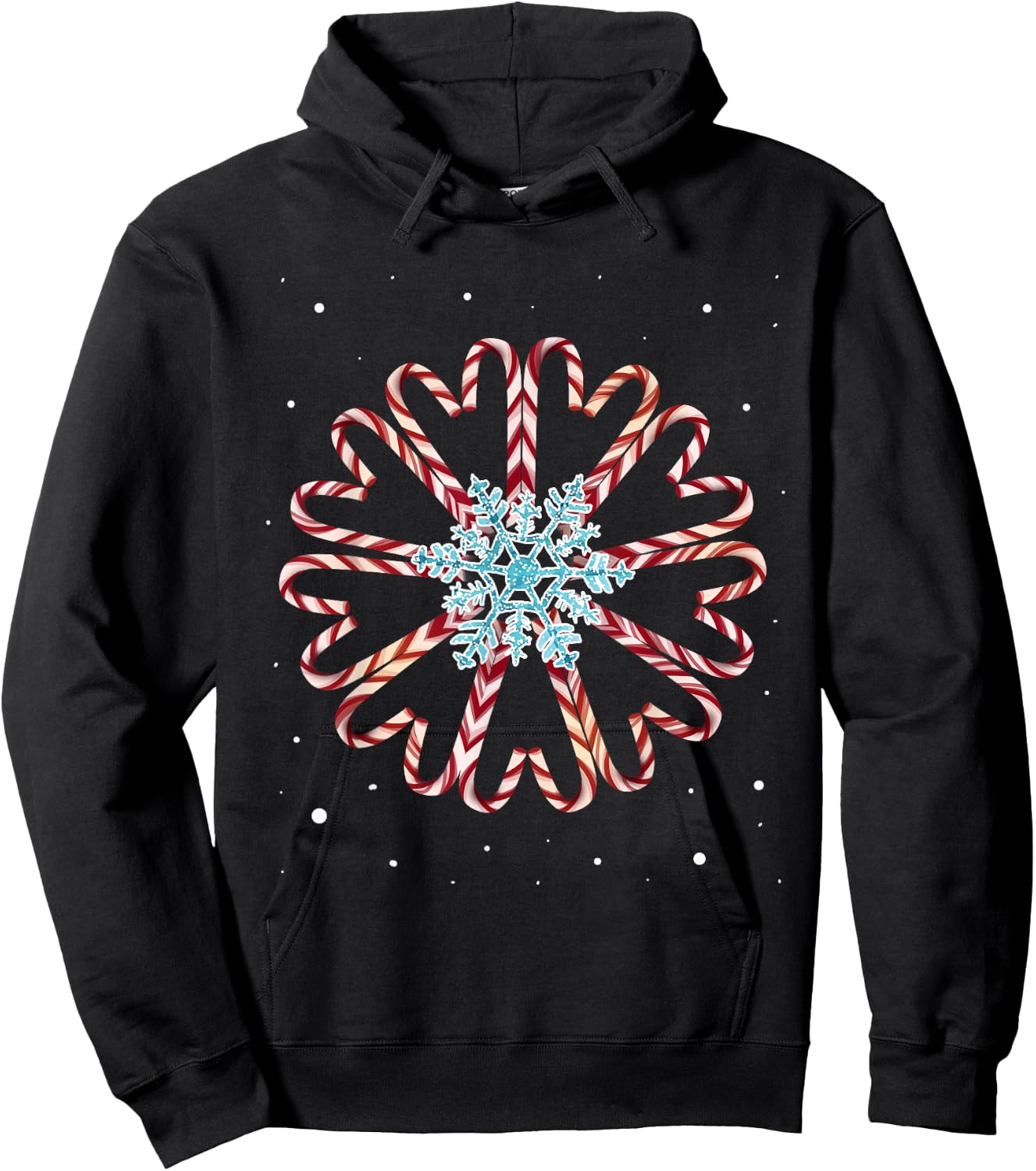 Christmas Pajamas Snow Snowflake Xmas Gift Candy canes Hoodie - Hoodie | Black
