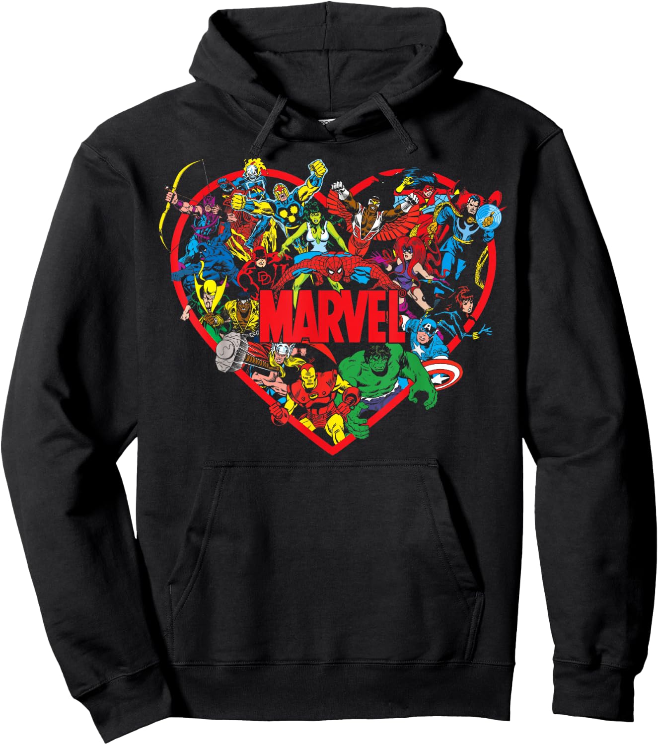 Marvel Valentine's Day Group Shot Heart Mashup Hoodie - Hoodie | Black