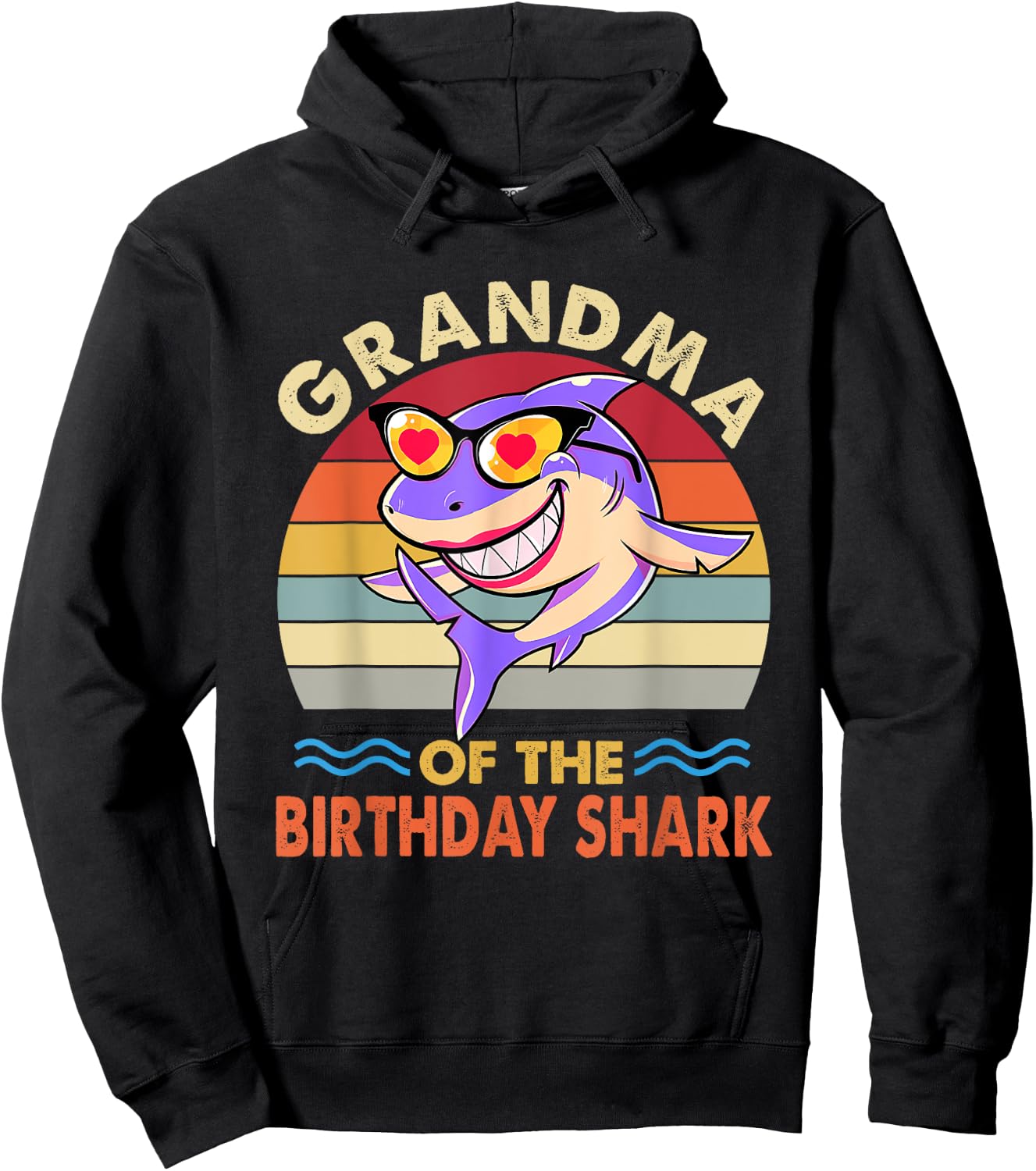 Grandma of the Shark Birthday Matching Family Hoodie - Hoodie | Black
