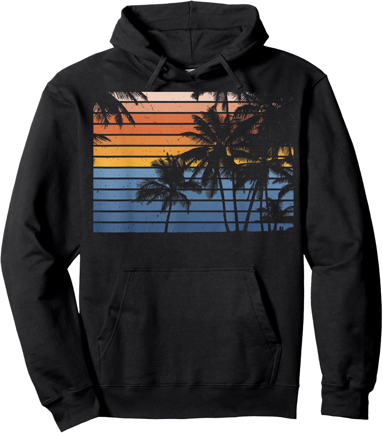 Palm Tree Silhouette Tree Design Vintage Graphic Gift Hoodie - Hoodie | Black