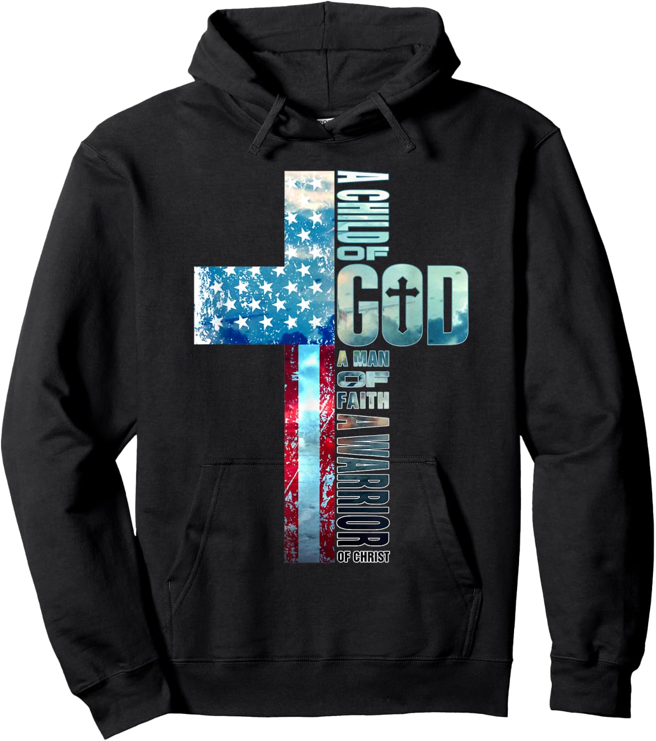 Faith Over Fears Cool Christian Cross American USA Flag Gym Women Men Hoodie - Hoodie | Black