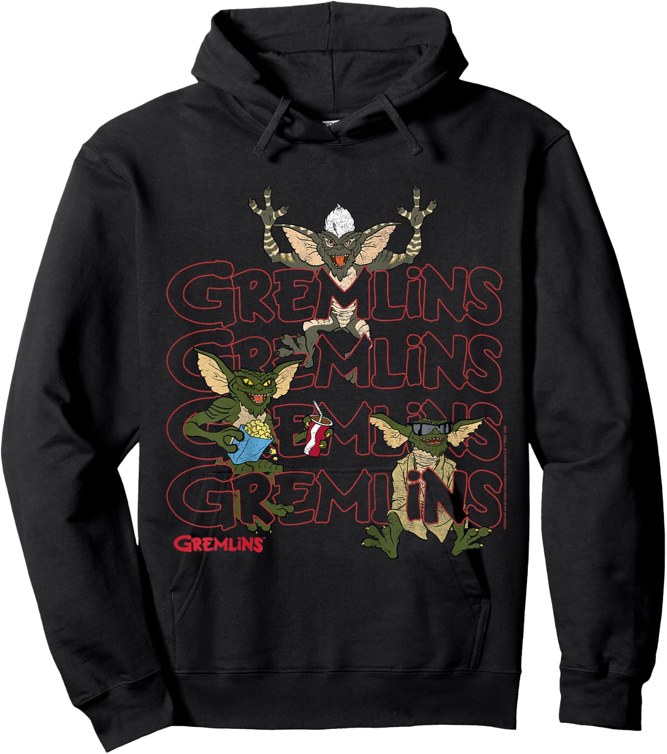 Kids Gremlins Text Stack Hoodie - Hoodie | Black