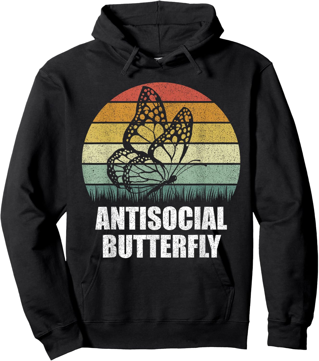 Retro Antisocial Butterfly Shirt Funny Gifts For Introverts Hoodie - Hoodie | Black