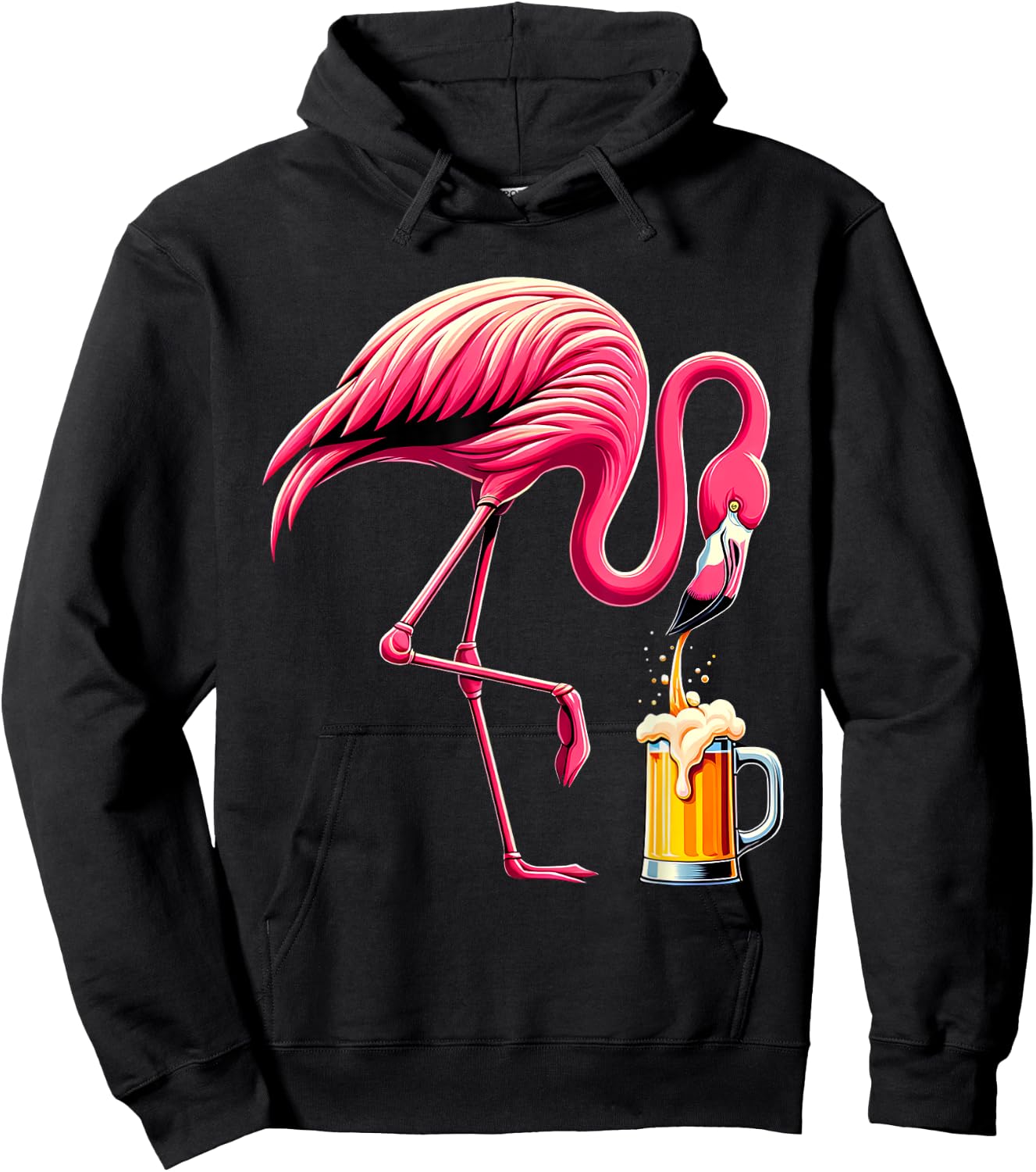 Funny Flamingo Drinking Beer Party Flamingo Lover Hoodie - Hoodie | Black
