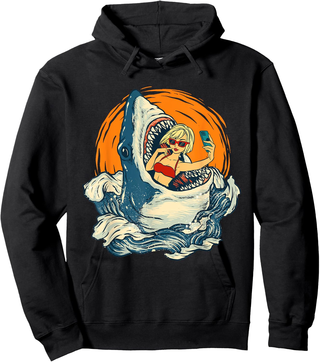 Sharkie - Selfie Shark Lover Animal Lover Marine Biologist Hoodie - Hoodie | Black