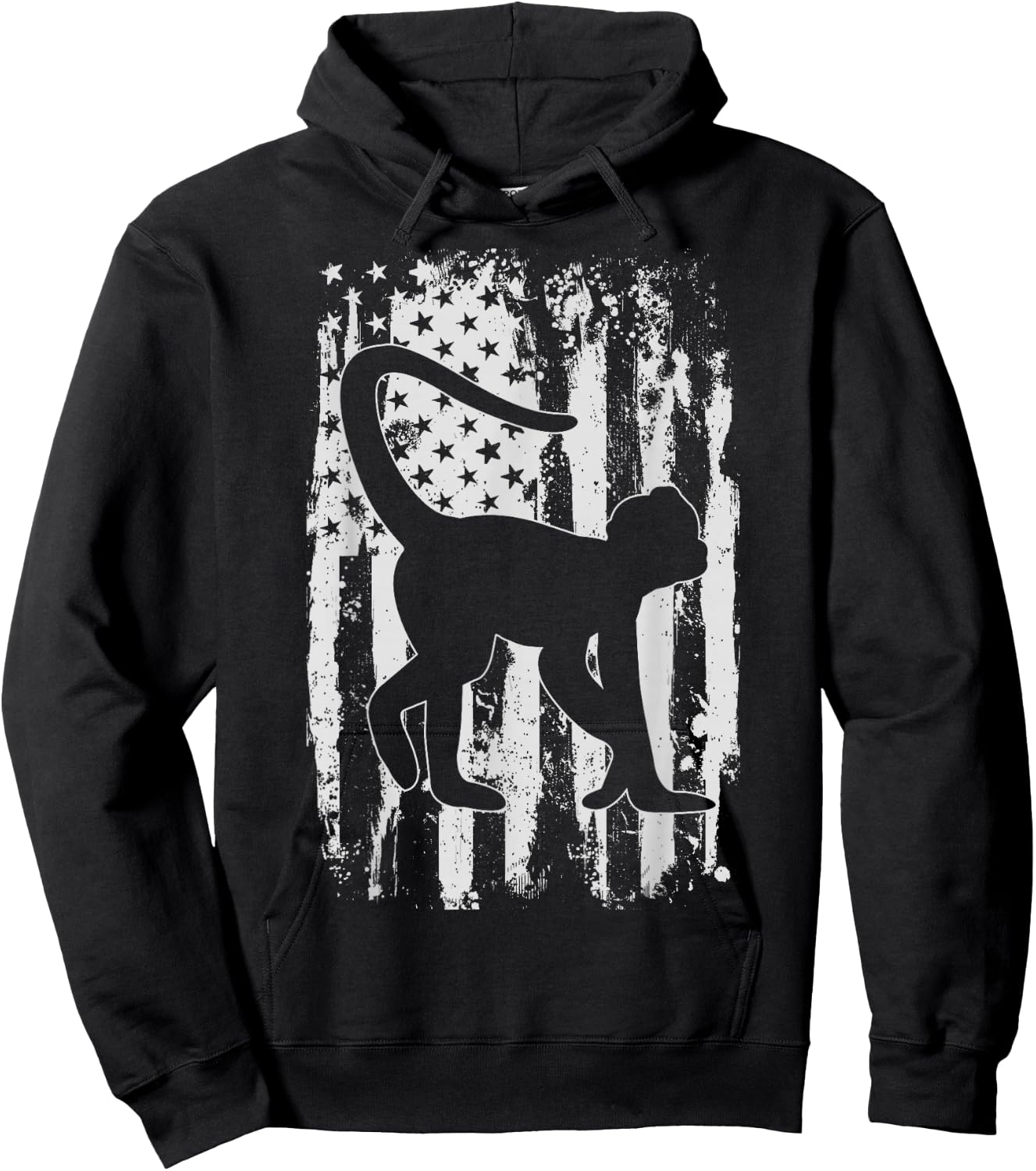 Spider Monkey American Flag Vintage Hoodie - Hoodie | Black