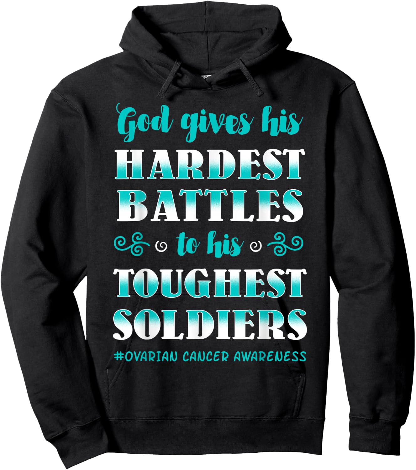 Ovarian Cancer Awareness Apparel Teal Carcinoma Gynecology Hoodie - Hoodie | Black