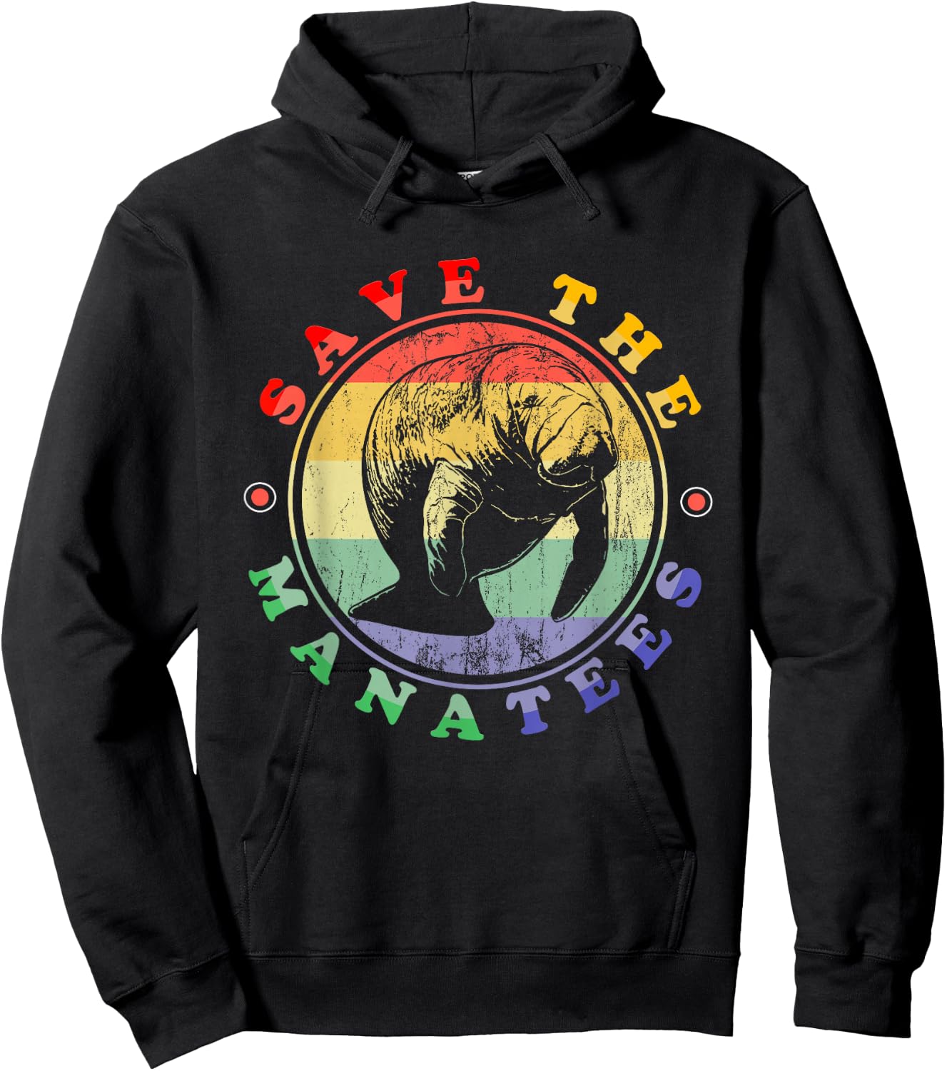 Save The Manatees Love Manatees Animal Retro Manatee Hoodie - Hoodie | Black