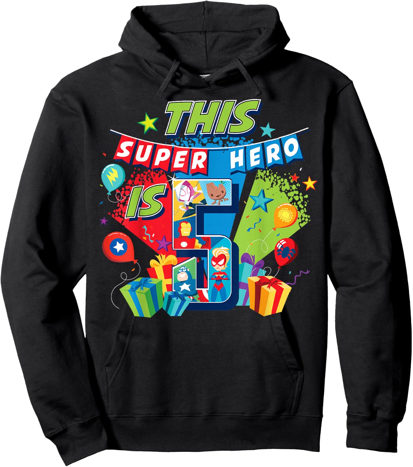 Marvel Avengers Birthday This Super Hero Is 5 Hoodie - Hoodie | Black