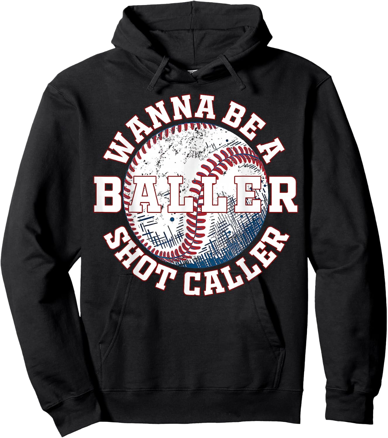 Funny Baseball Wanna Be A Baller Shot Caller Hoodie - Hoodie | Black