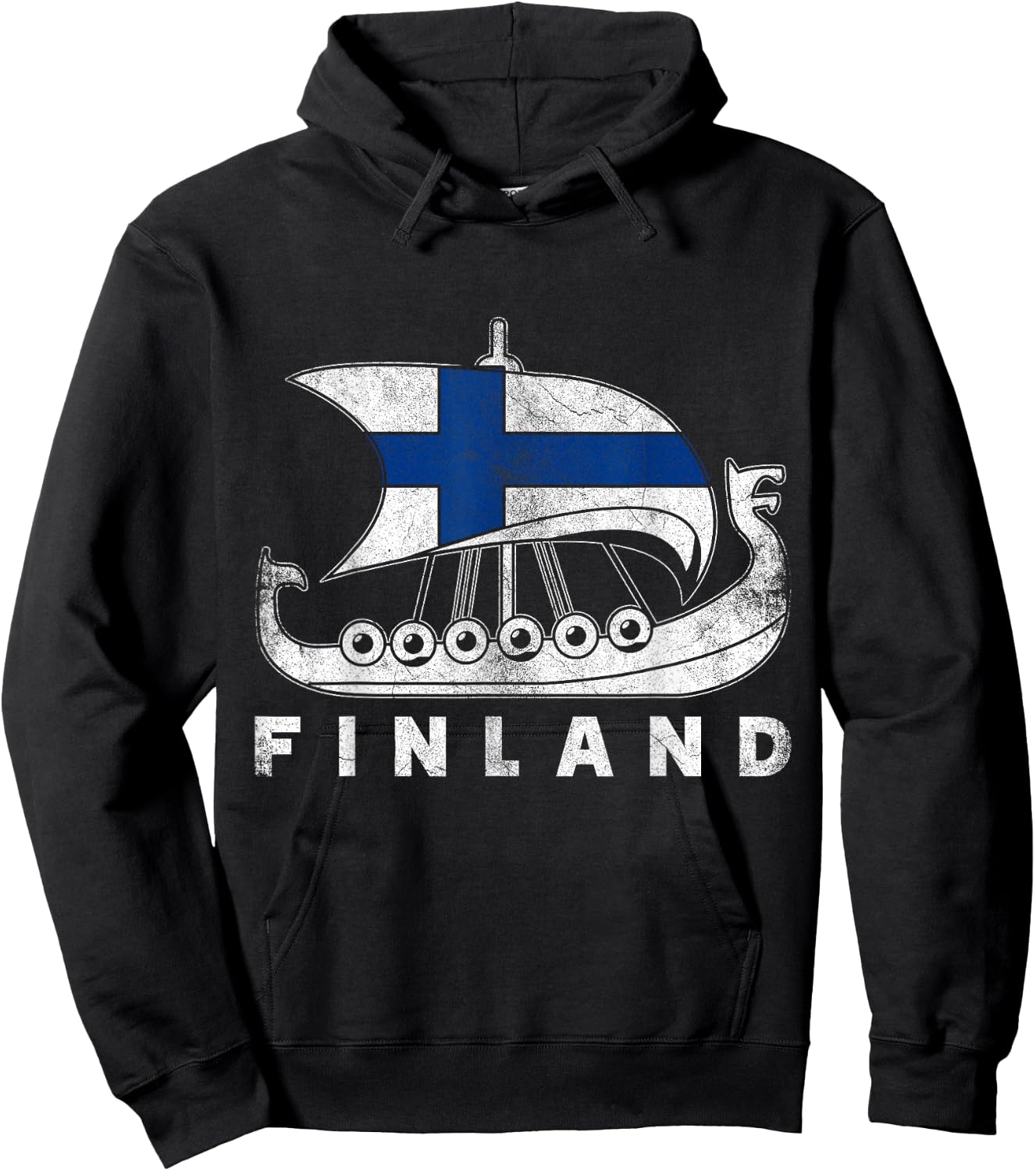 Finnish & Gifts -Adults Black Cotton Viking Themed Hoodie - Hoodie | Black