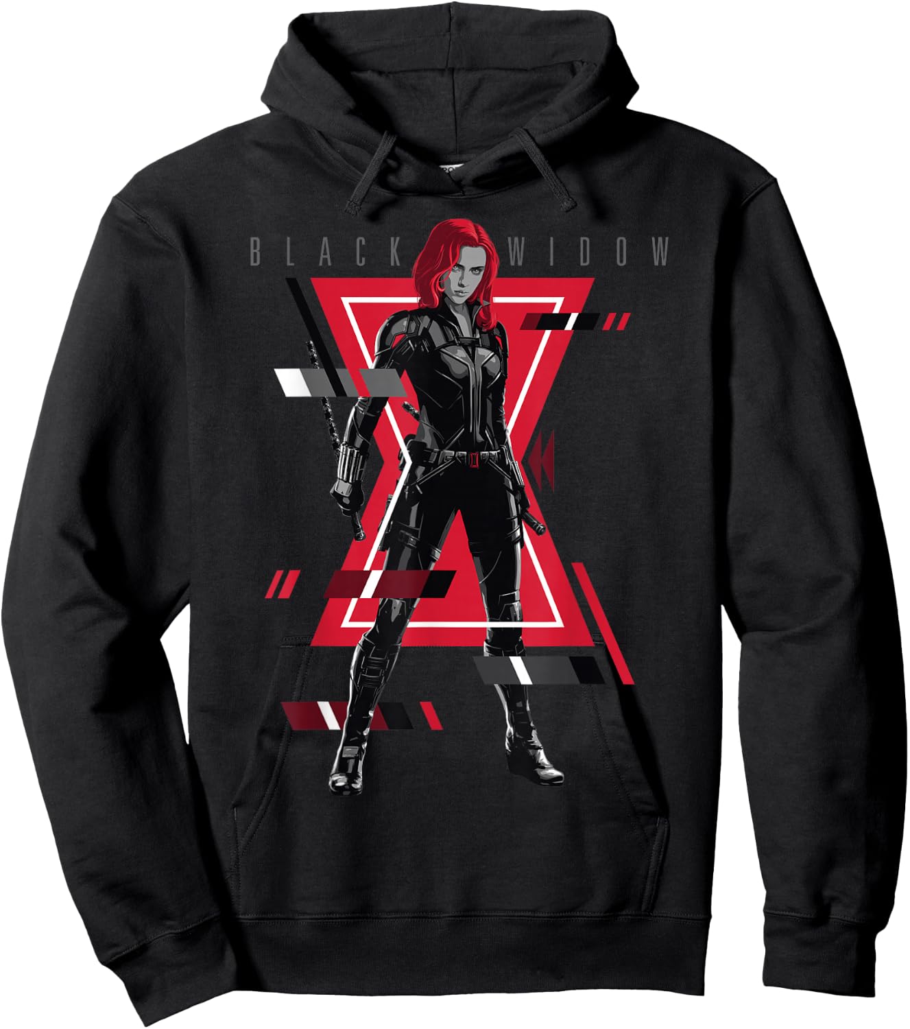 Marvel Black Widow Logo Glitch Portrait Small Hoodie - Hoodie | Black