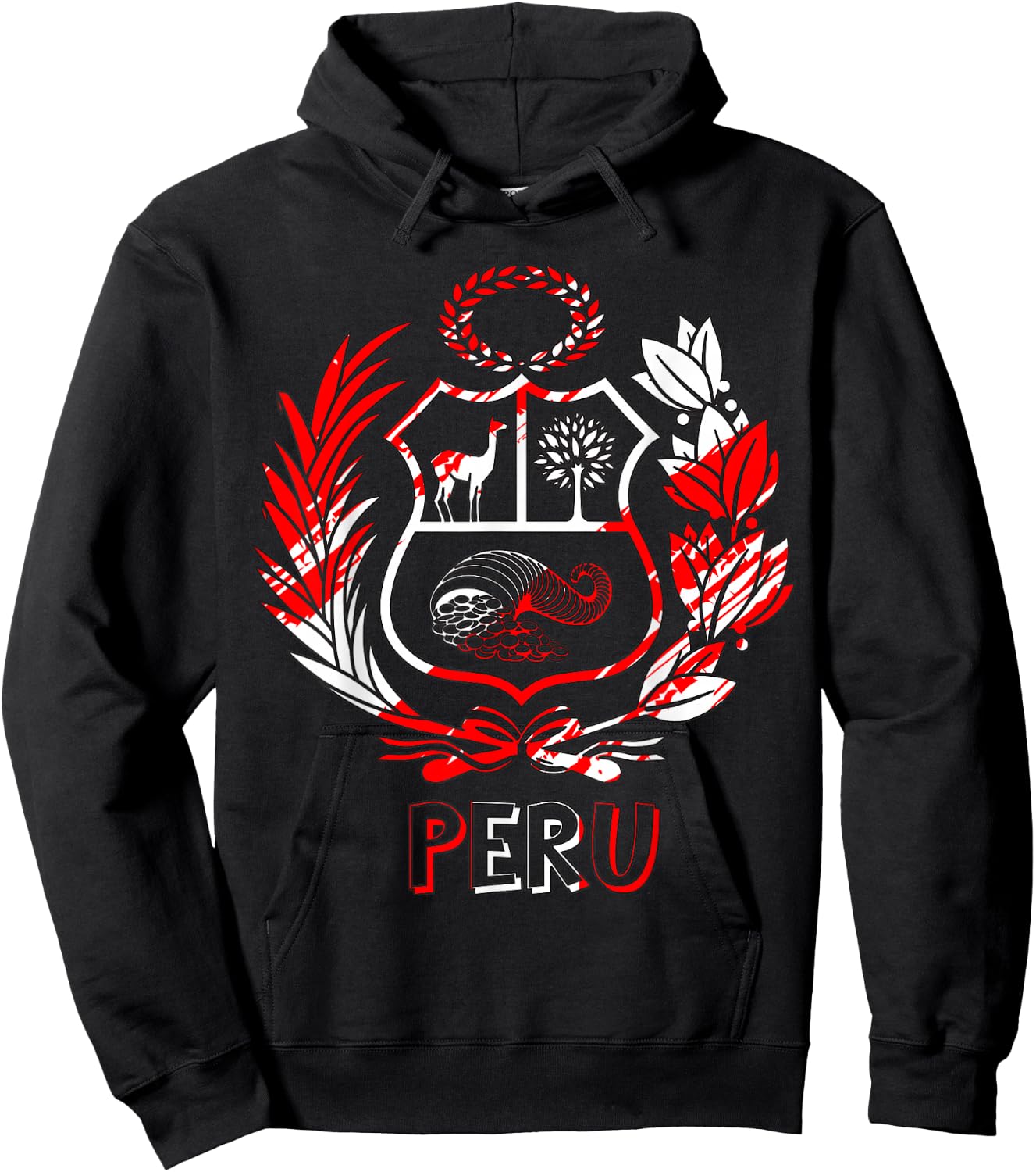Peru Rojo-Blanco - Peru Design Shirt - t Shirt Peru Hoodie - Hoodie | Black