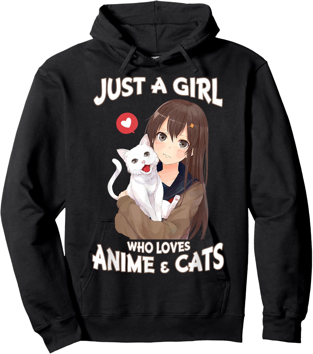Just A Girl Who Loves Anime & Cats for Teen Girls Small Hoodie - Hoodie | Black
