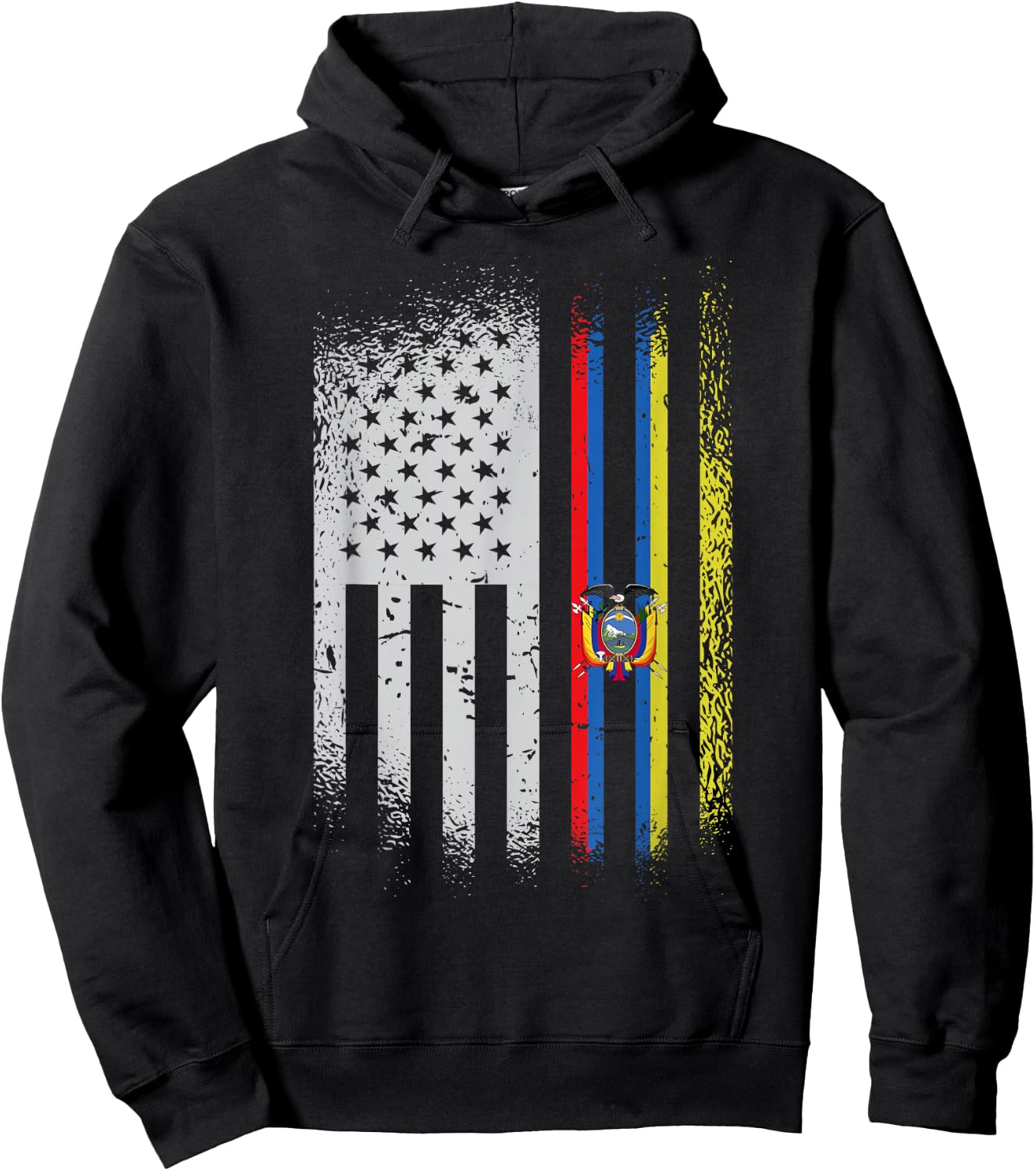 USA Ecuador Flag Ecuadorian American People Heritage Roots Hoodie - Hoodie | Black
