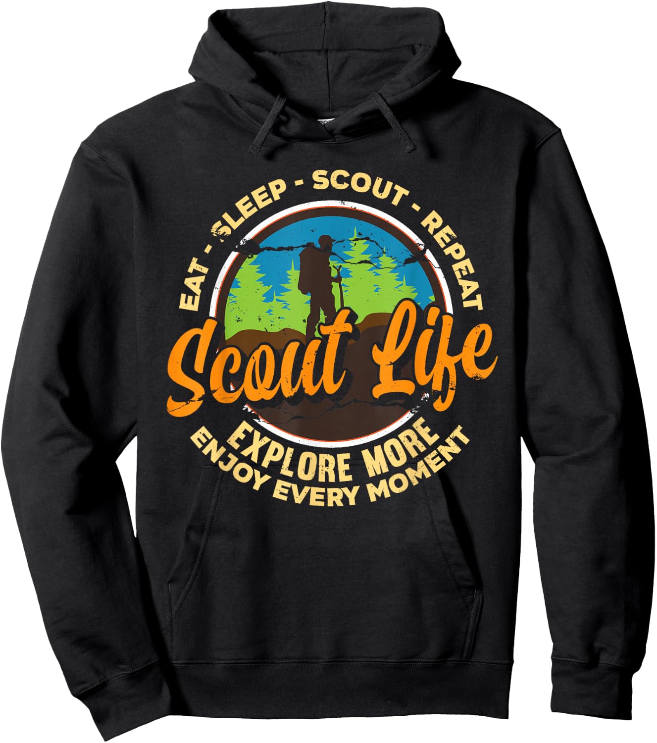Eat Sleep Scout Repeat - Best Scout Life Hiking Scouting Hoodie - Hoodie | Black