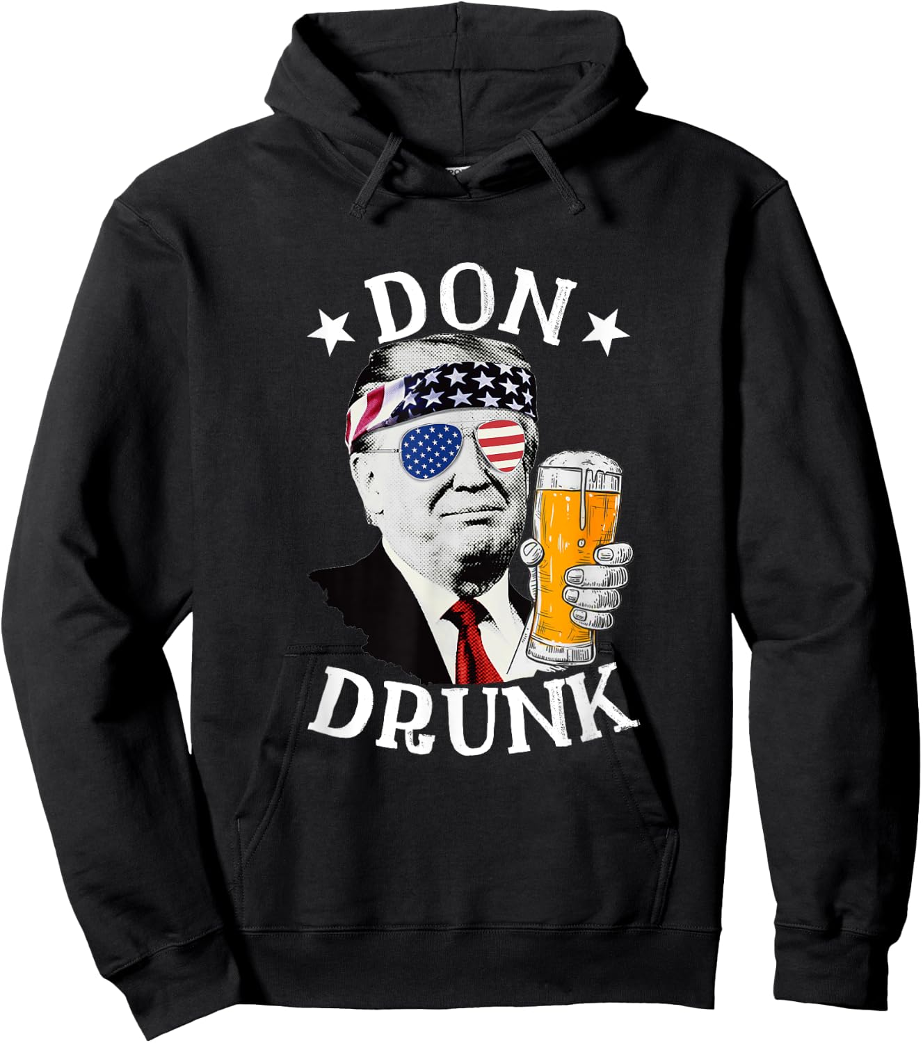 Don Drunk President Donald Trump Drinking Beer 4th Of July Men Hoodie - Hoodie | Black