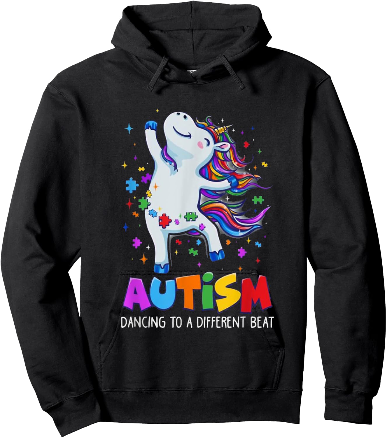 Autism awareness Dabbing unicorn puzzle piece kids t shirt Hoodie - Hoodie | Black