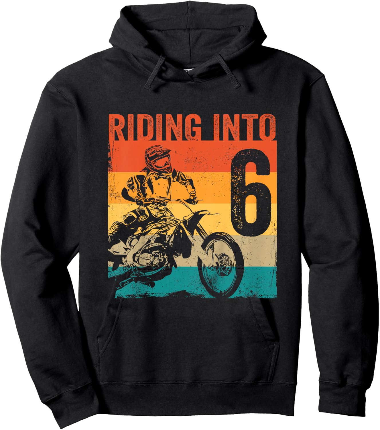 Kids Motocross 6 Years Old Dirt Bike 6th Birthday Party Hoodie - Hoodie | Black