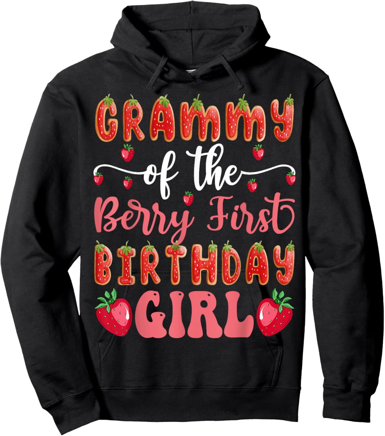 Grammy Of The Berry First Birthday Girl Strawberry Cookies Hoodie - Hoodie | Black