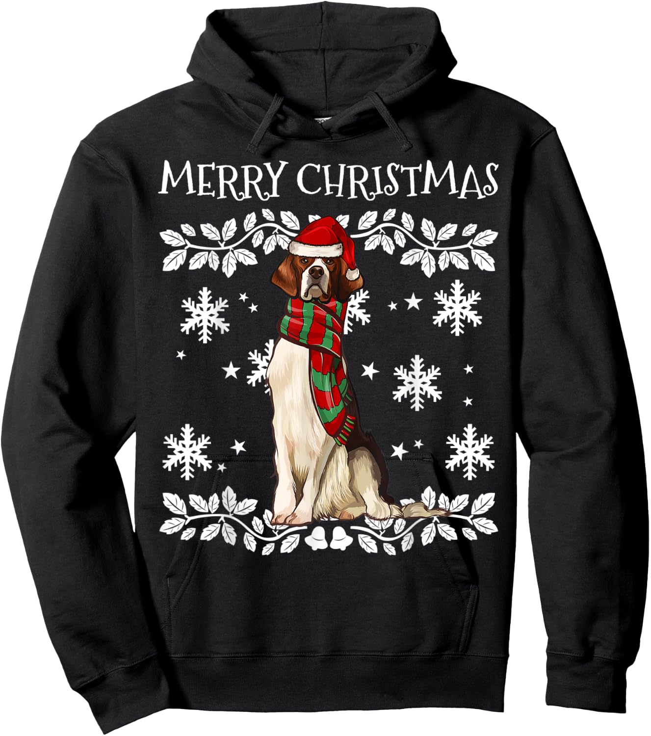 Merry Christmas Ornament Irish Red White Setter Xmas Santa Hoodie - Hoodie | Black