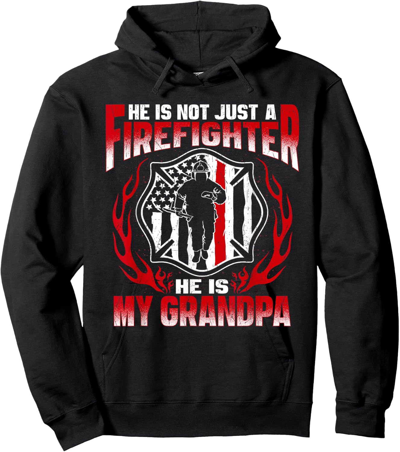 My Grandpa Is A Firefighter Hero Proud Fire Grandchild Gift Hoodie - Hoodie | Black