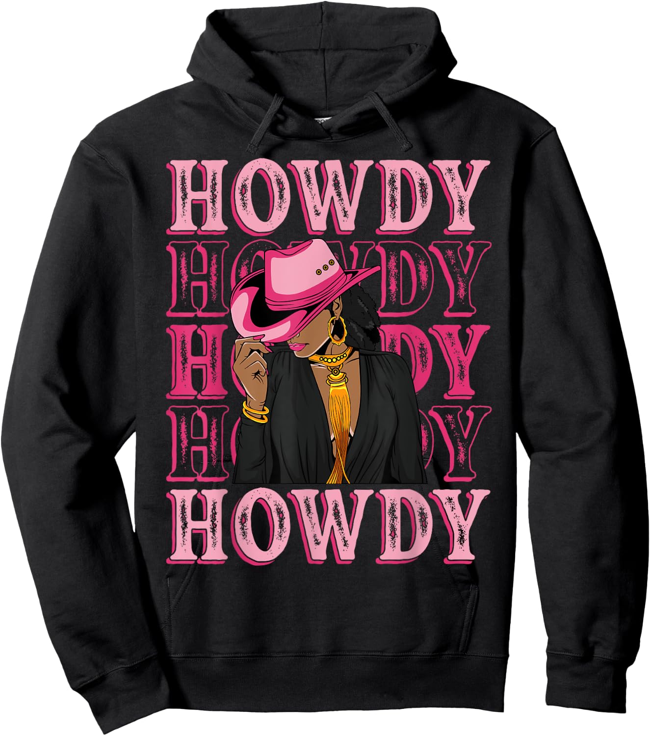 Howdy Retro Western Black Cowgirl African American Women Hoodie - Hoodie | Black